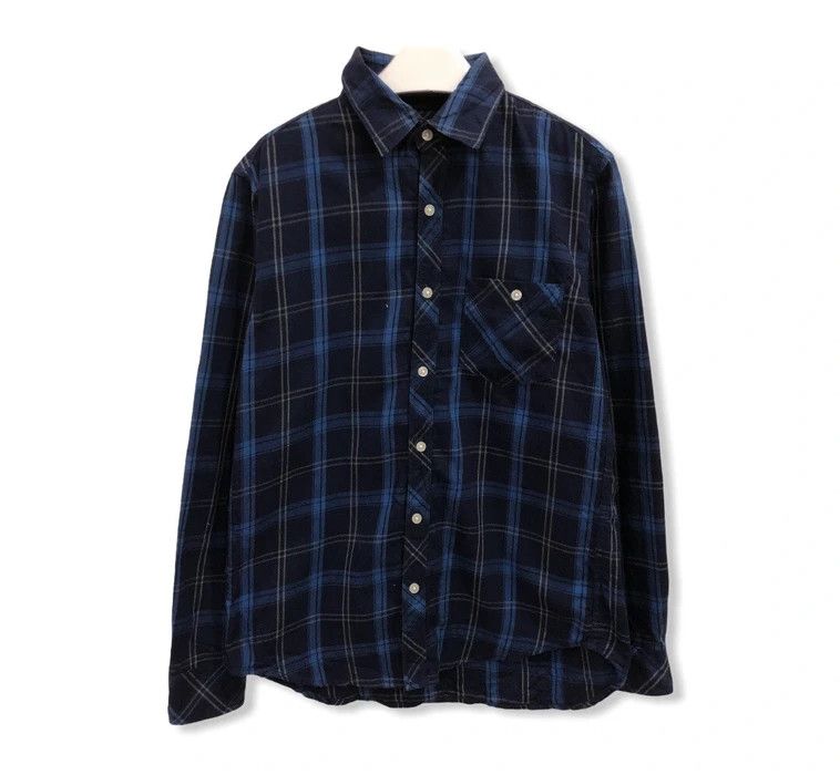 Japanese Brand Japanese Brand Back Number Plaid Tartan Flannel Shirt 👕 ...