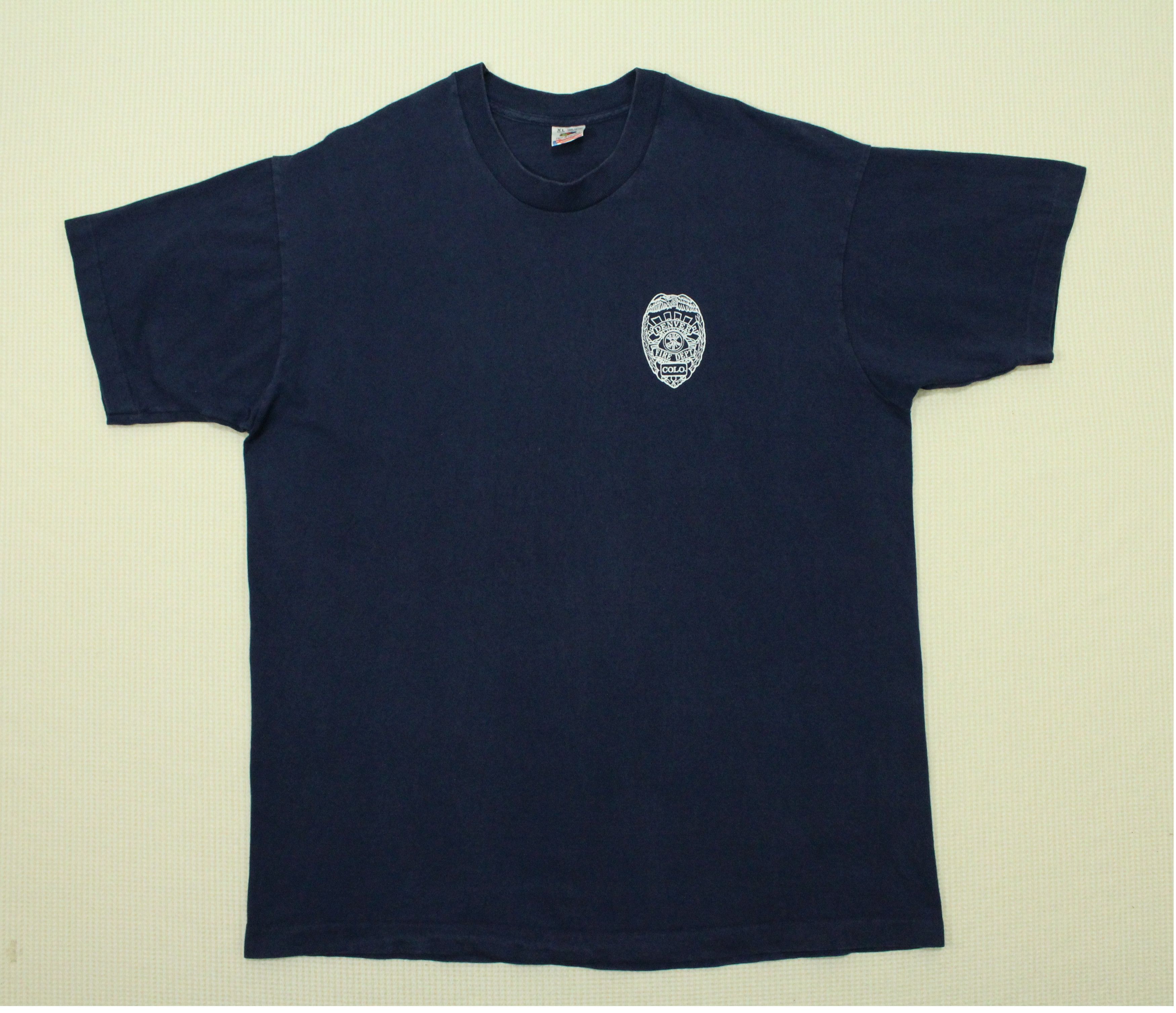 Vintage Vintage 90s DENVER FIRE DEPT T Shirt Single Stitch Size US XL / EU 56 / 4 - 3 Thumbnail