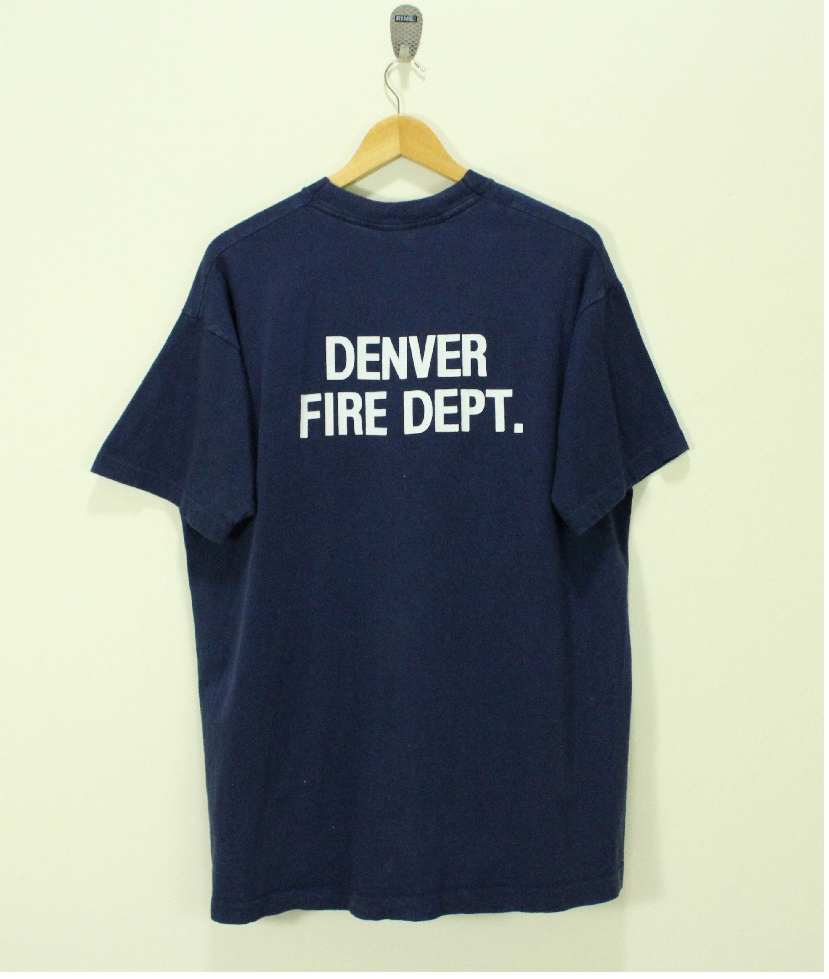 Vintage Vintage 90s DENVER FIRE DEPT T Shirt Single Stitch Size US XL / EU 56 / 4 - 1 Thumbnail
