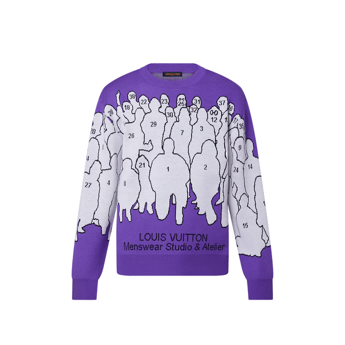 LOUIS VUITTON by Virgil Abloh Men's Purple Studio Jacquard Sweater Wool  Size S 