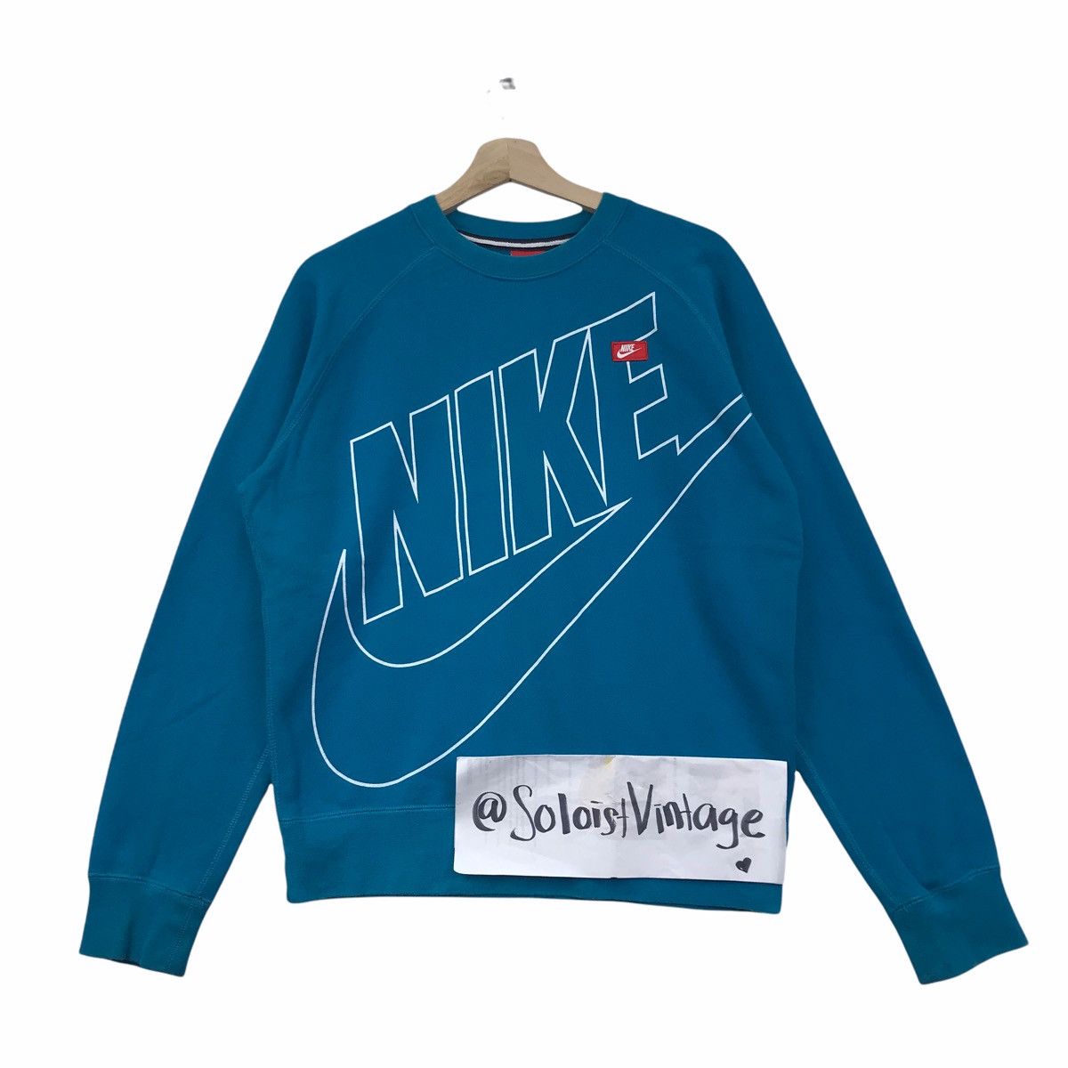 Nike NIKE SWOOSH Spell Out Big Print Streetwear Blue Sweatshirt Size US M / EU 48-50 / 2 - 1 Thumbnail