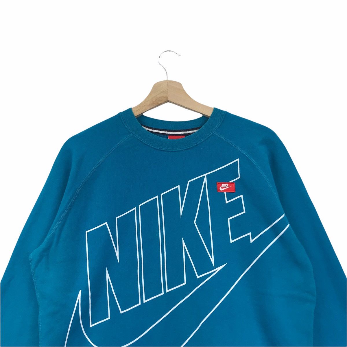 Nike NIKE SWOOSH Spell Out Big Print Streetwear Blue Sweatshirt Size US M / EU 48-50 / 2 - 2 Thumbnail