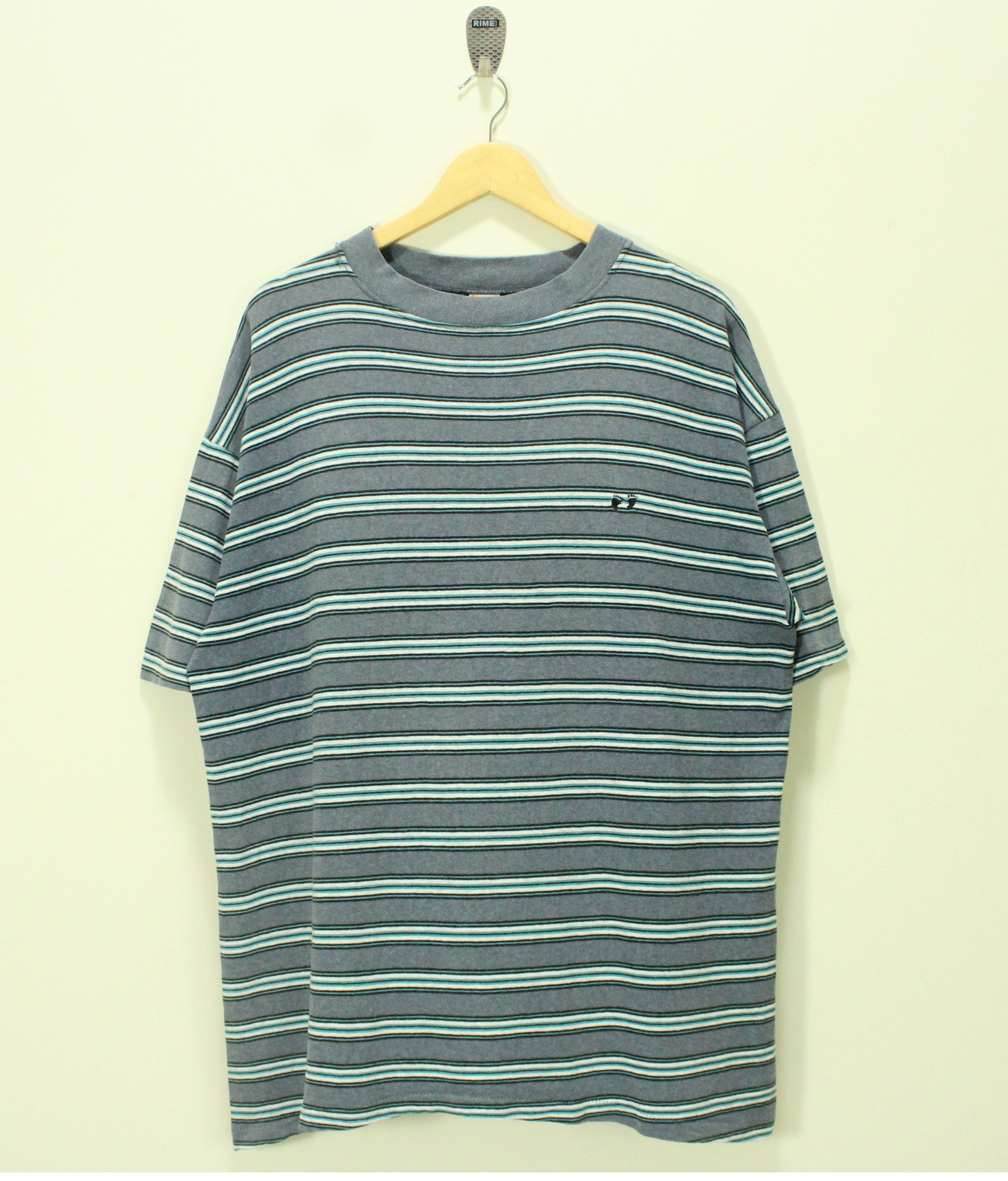 Vintage 90s HANG TEN T Shirt Striped Single Stitch Skate
