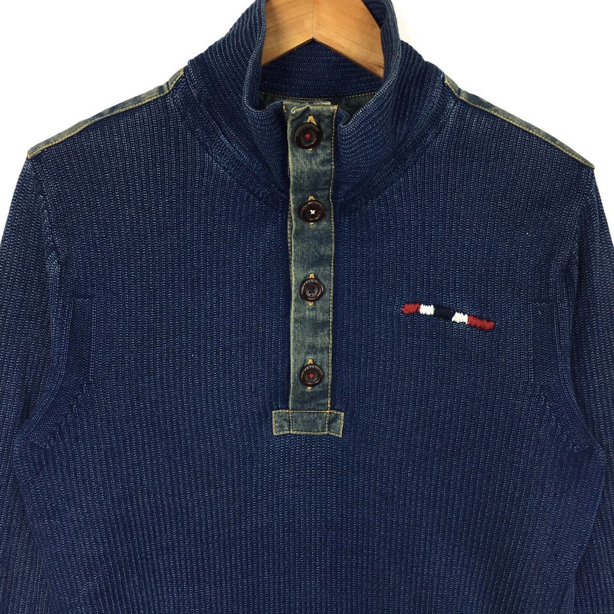 Napapijri NAPAPIJRI INDIGO Blue Knitted Italian Designer Sweatshirt Size US M / EU 48-50 / 2 - 2 Thumbnail