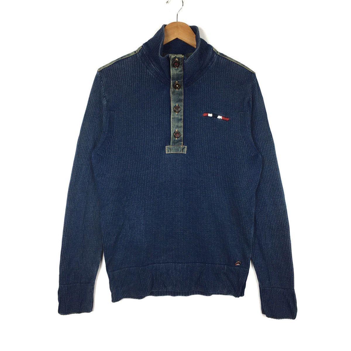 Napapijri NAPAPIJRI INDIGO Blue Knitted Italian Designer Sweatshirt Size US M / EU 48-50 / 2 - 1 Thumbnail