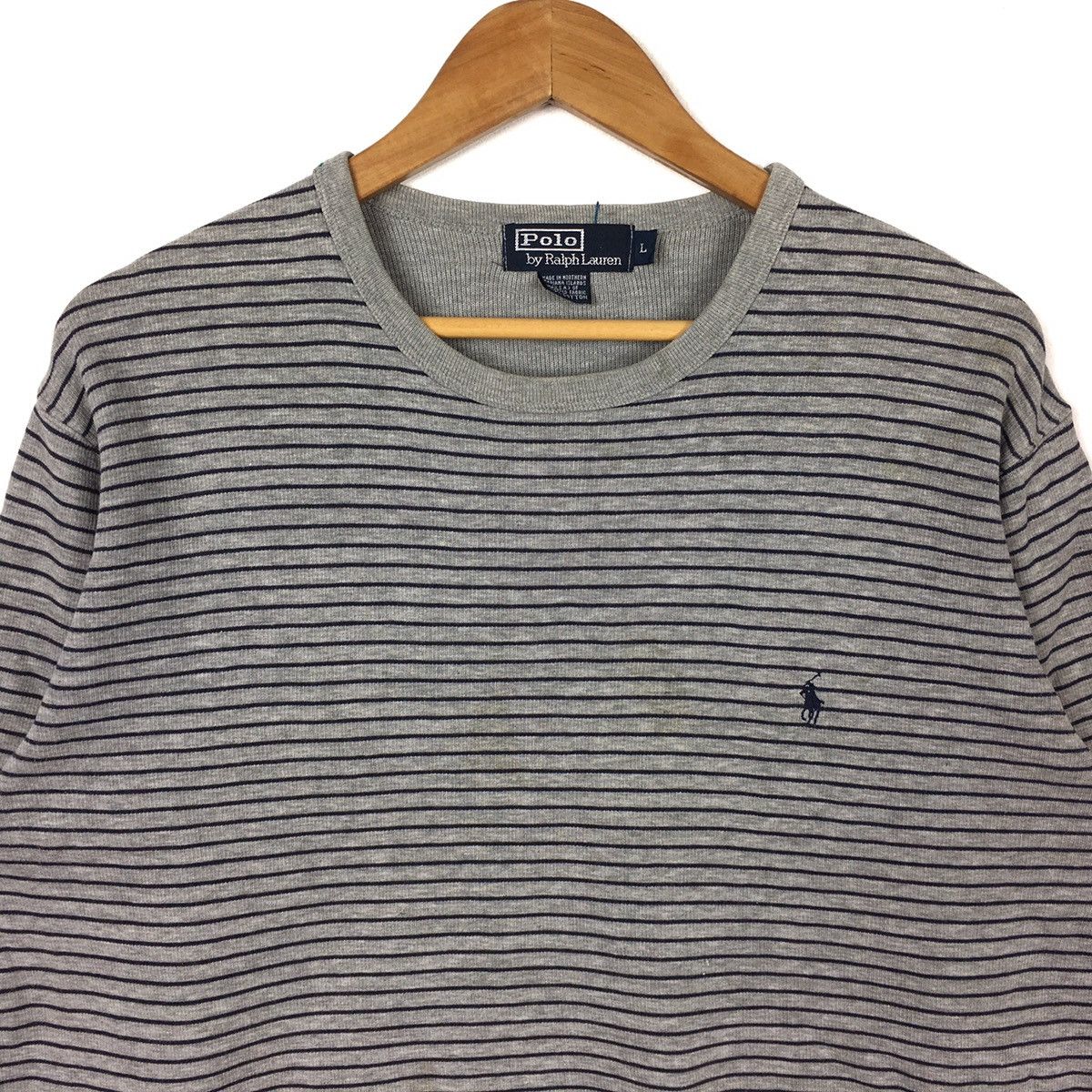 Polo Ralph Lauren POLO RALPH LAUREN Stripes Black Grey Crew Neck Sweatshirt Size US L / EU 52-54 / 3 - 2 Thumbnail