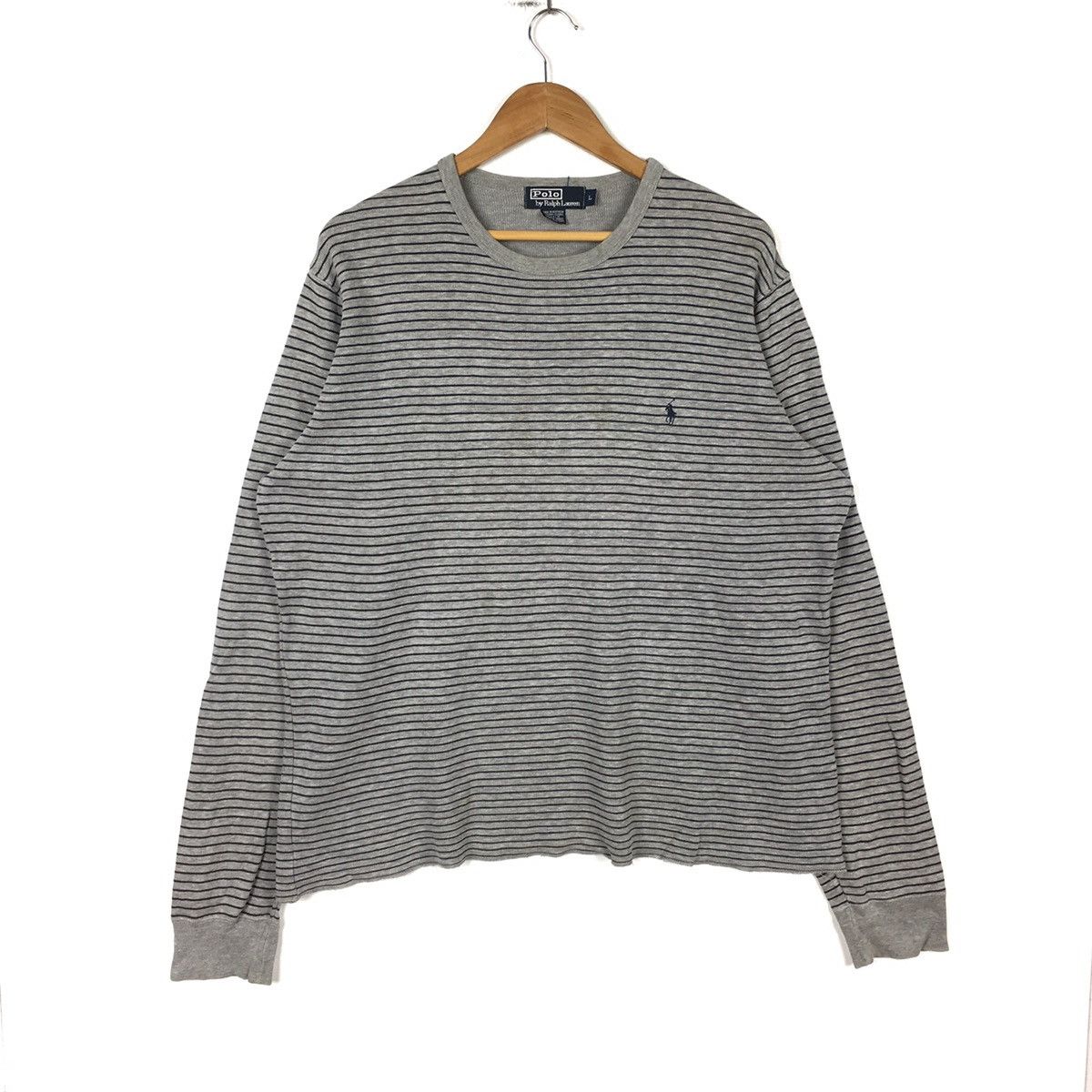 Polo Ralph Lauren POLO RALPH LAUREN Stripes Black Grey Crew Neck Sweatshirt Size US L / EU 52-54 / 3 - 1 Thumbnail