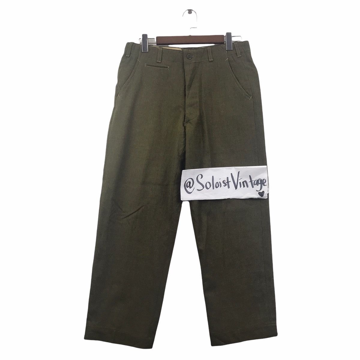 Vintage Vintage 50s US ARMY MILITARY World War Green Trousers Pant Size US 33 - 1 Thumbnail