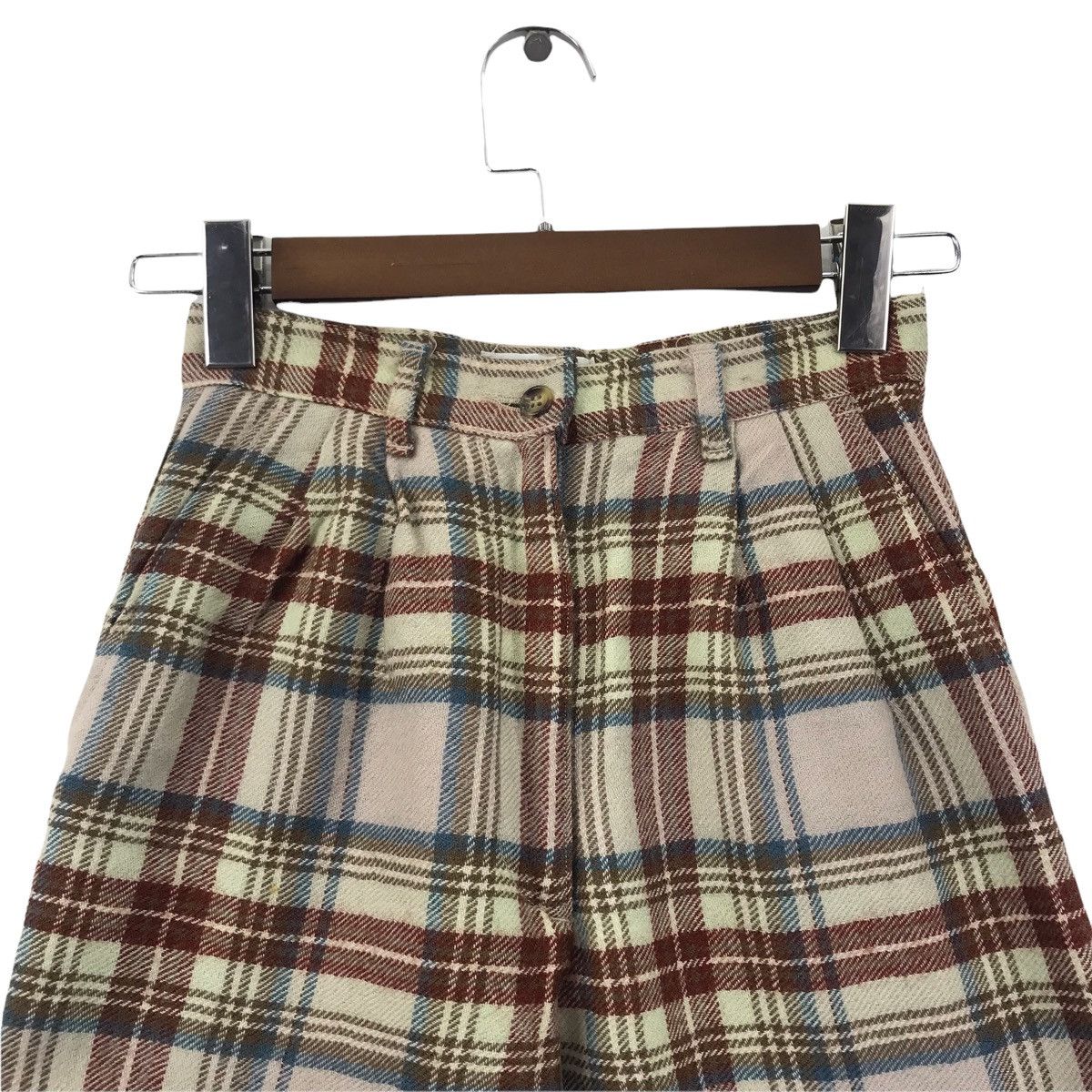 United Colors Of Benetton UNITED COLOR of BENETTON Check Tartan Wool Trousers Casual Size US 26 / EU 42 - 2 Thumbnail