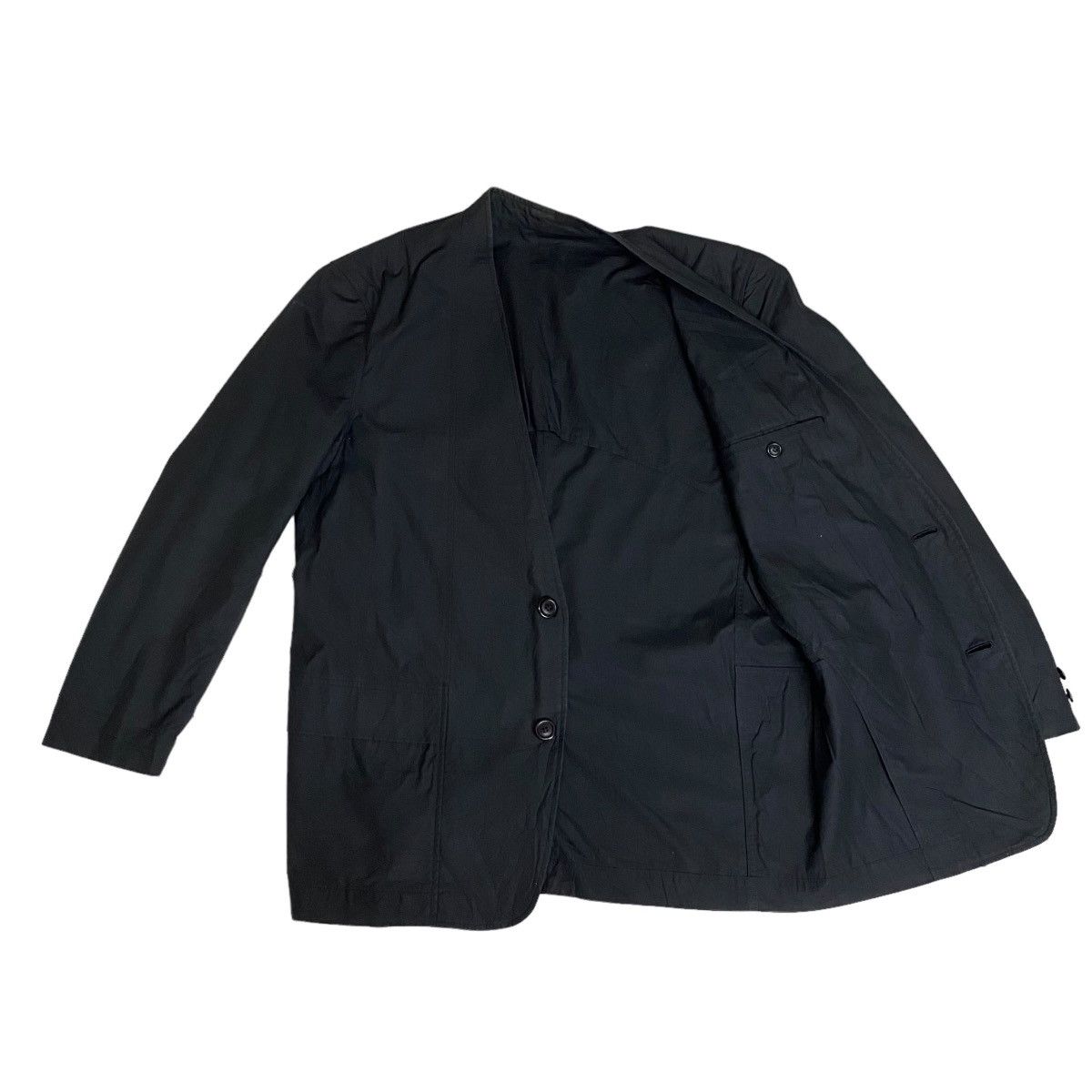 Issey Miyake × Japanese Brand × Vintage Issey Miyake Vintage 80s Y-neck collarless jacket Size US L / EU 52-54 / 3 - 6 Thumbnail
