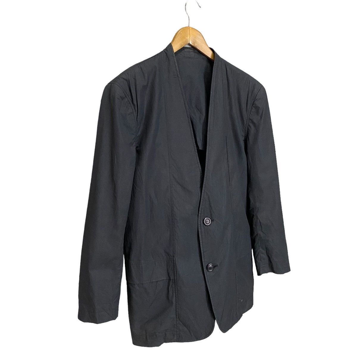Issey Miyake × Japanese Brand × Vintage Issey Miyake Vintage 80s Y-neck collarless jacket Size US L / EU 52-54 / 3 - 2 Thumbnail