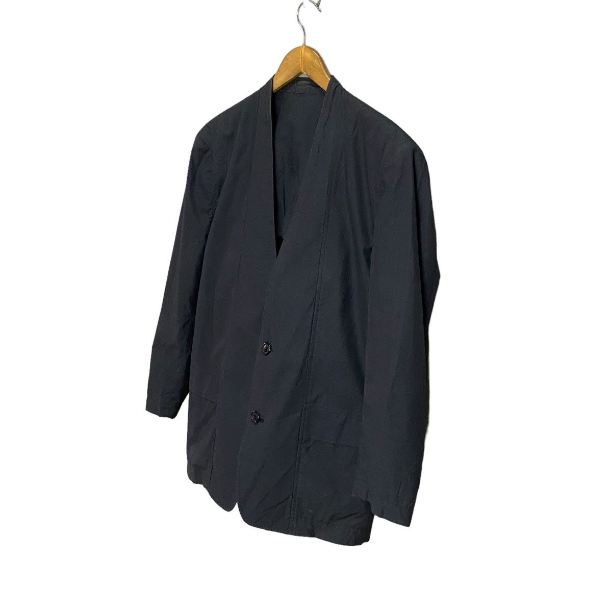 Issey Miyake × Japanese Brand × Vintage Issey Miyake Vintage 80s Y-neck collarless jacket Size US L / EU 52-54 / 3 - 3 Thumbnail