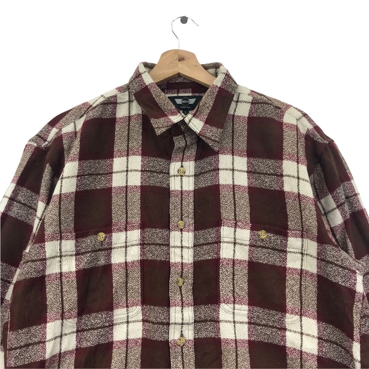 Vintage MINI ROVER MINI Check Tartan Wool Button Up Shirt Size US L / EU 52-54 / 3 - 2 Thumbnail
