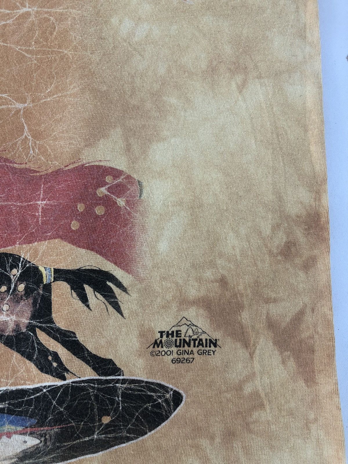 The Mountain × Vintage The Mountain 2001 Gina Grey Red Indians Tye Dyed Tee Size US XL / EU 56 / 4 - 5 Thumbnail