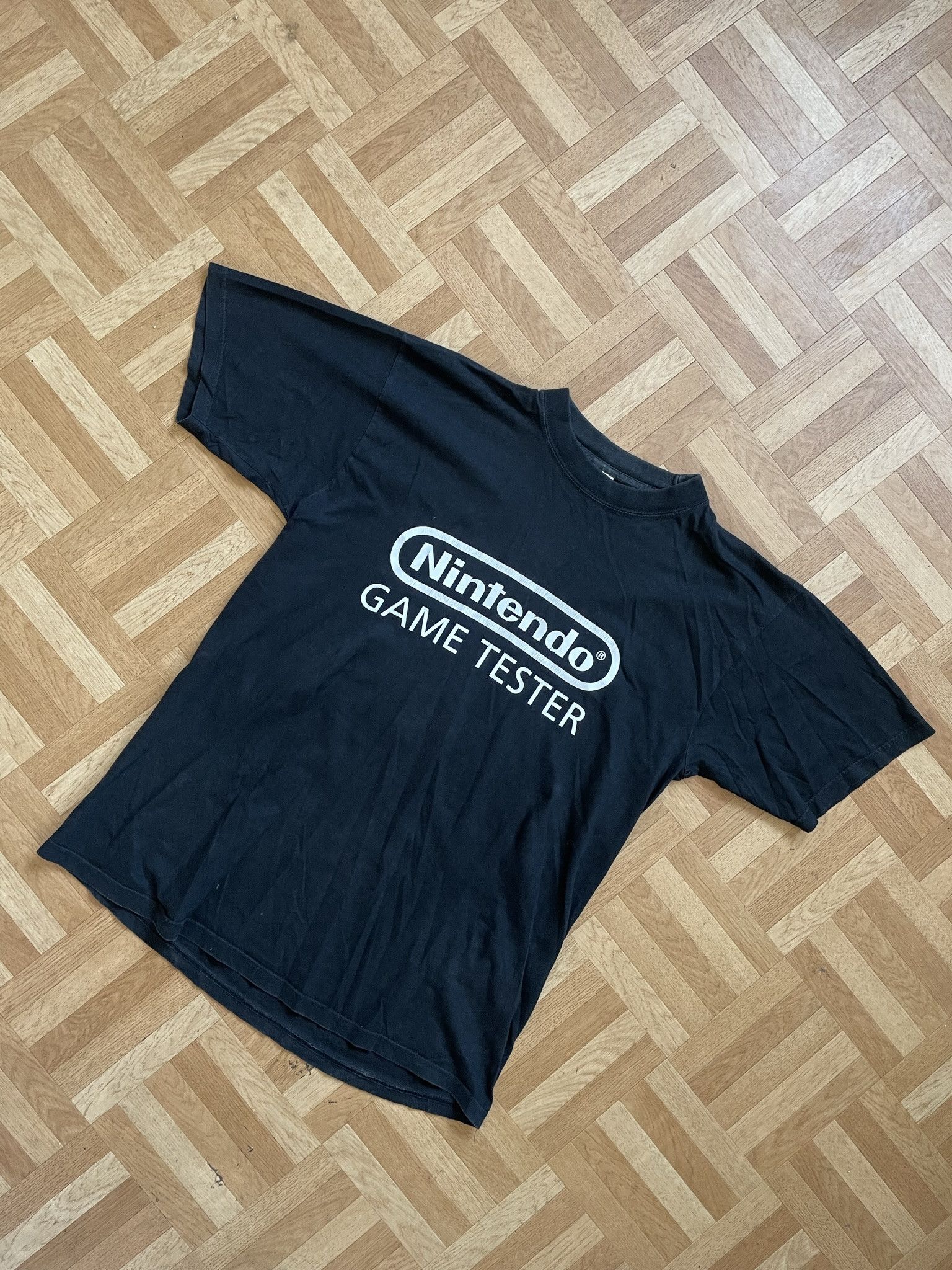 Japanese Brand × Nintendo × Vintage VINTAGE 90S NINTENDO GAME TESTER FADED BLACK TEE Size US L / EU 52-54 / 3 - 1 Thumbnail