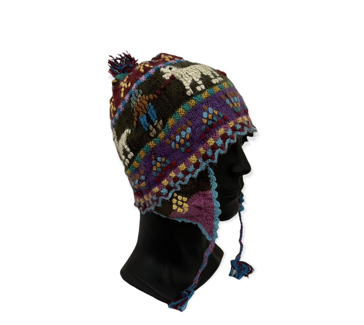 Native American Vintage Native Earflap Beanie Hat Size ONE SIZE - 3 Thumbnail