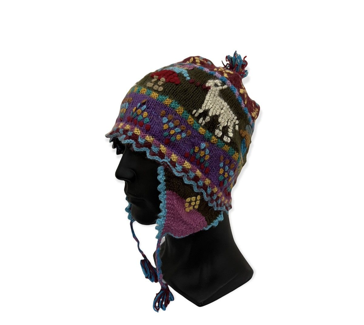 Native American Vintage Native Earflap Beanie Hat Size ONE SIZE - 1 Thumbnail