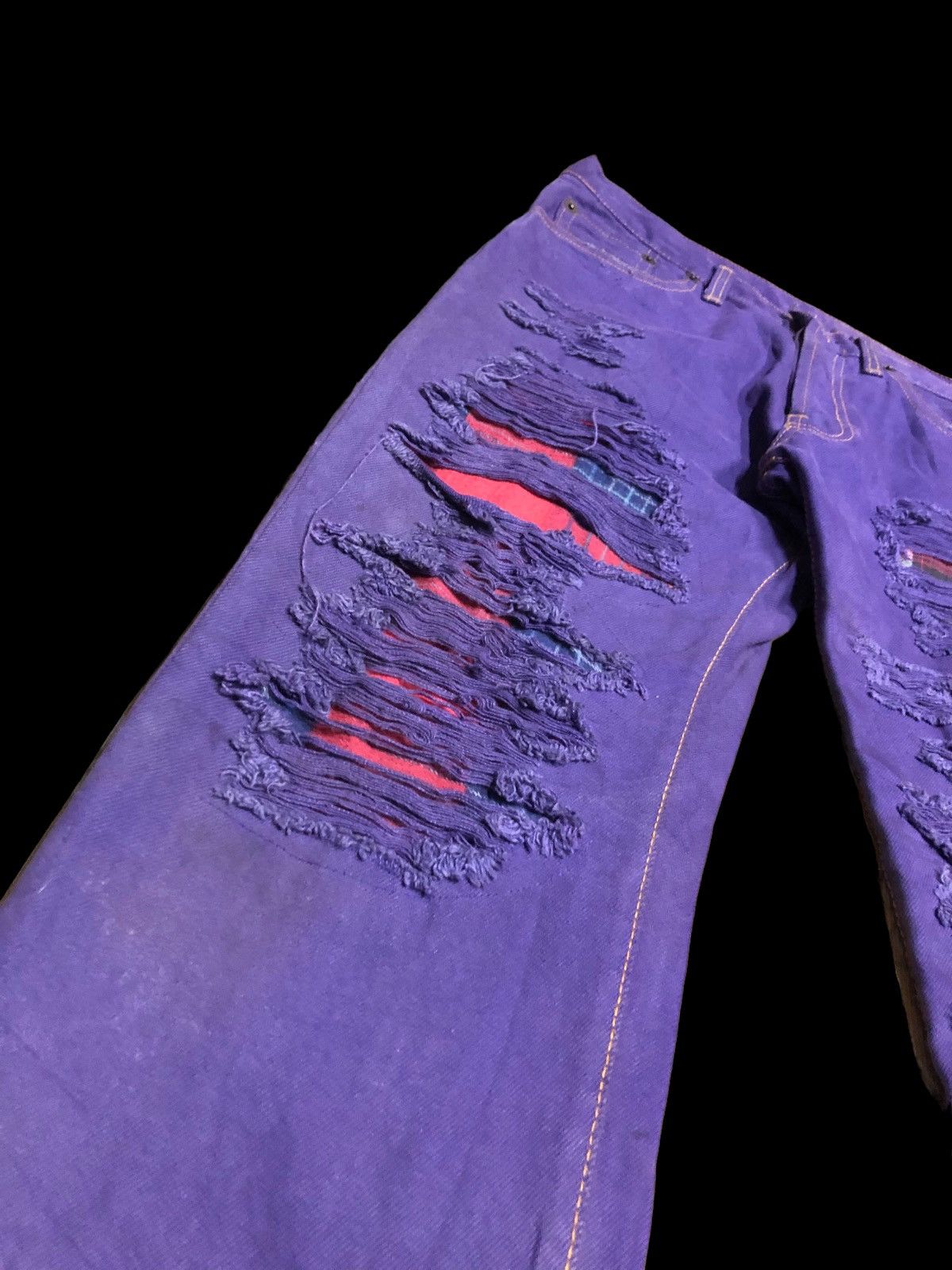 Japanese Brand RIPPED⚡️⚡️WASHED PURPLE DISTRESSED DENIM BY HISTORY SORN Size US 31 - 4 Thumbnail