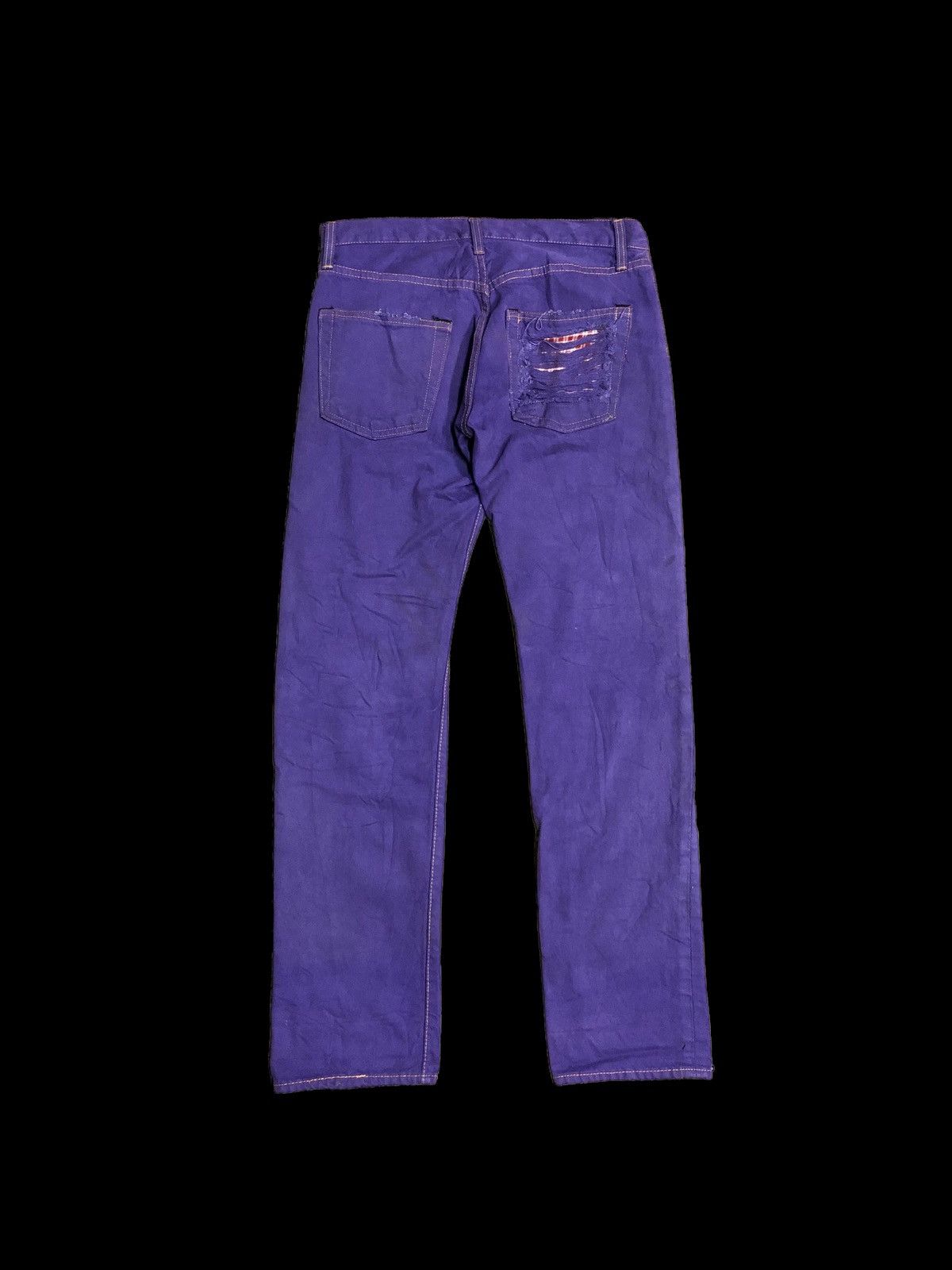 Japanese Brand RIPPED⚡️⚡️WASHED PURPLE DISTRESSED DENIM BY HISTORY SORN Size US 31 - 2 Thumbnail