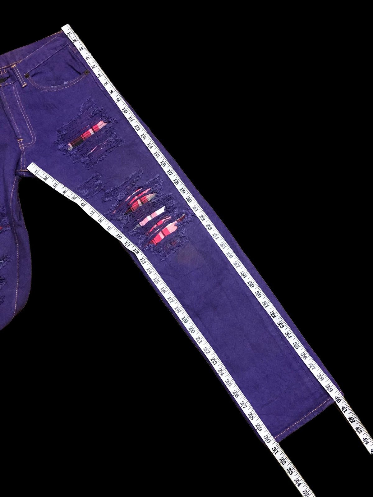 Japanese Brand RIPPED⚡️⚡️WASHED PURPLE DISTRESSED DENIM BY HISTORY SORN Size US 31 - 9 Thumbnail