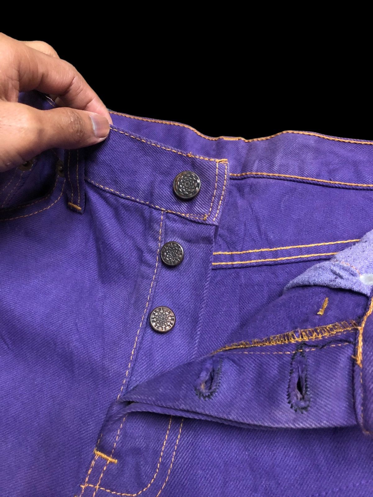 Japanese Brand RIPPED⚡️⚡️WASHED PURPLE DISTRESSED DENIM BY HISTORY SORN Size US 31 - 7 Thumbnail