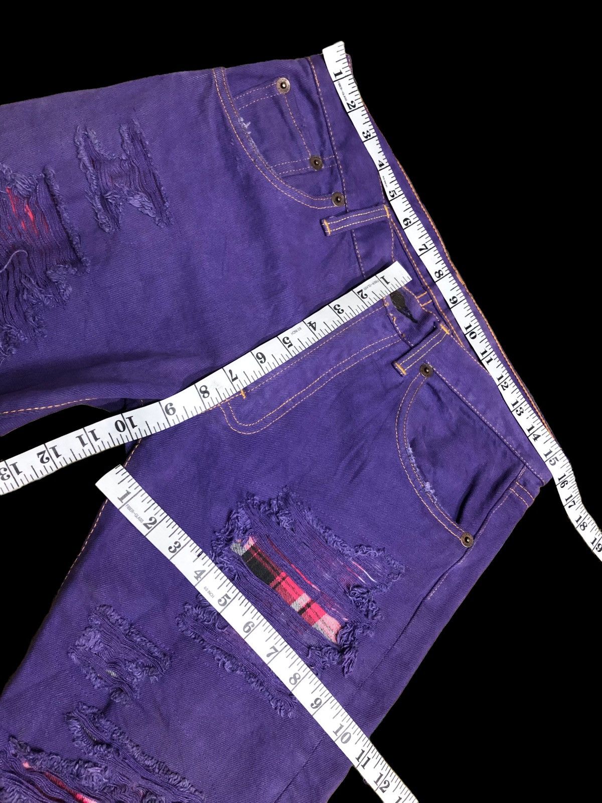 Japanese Brand RIPPED⚡️⚡️WASHED PURPLE DISTRESSED DENIM BY HISTORY SORN Size US 31 - 8 Thumbnail