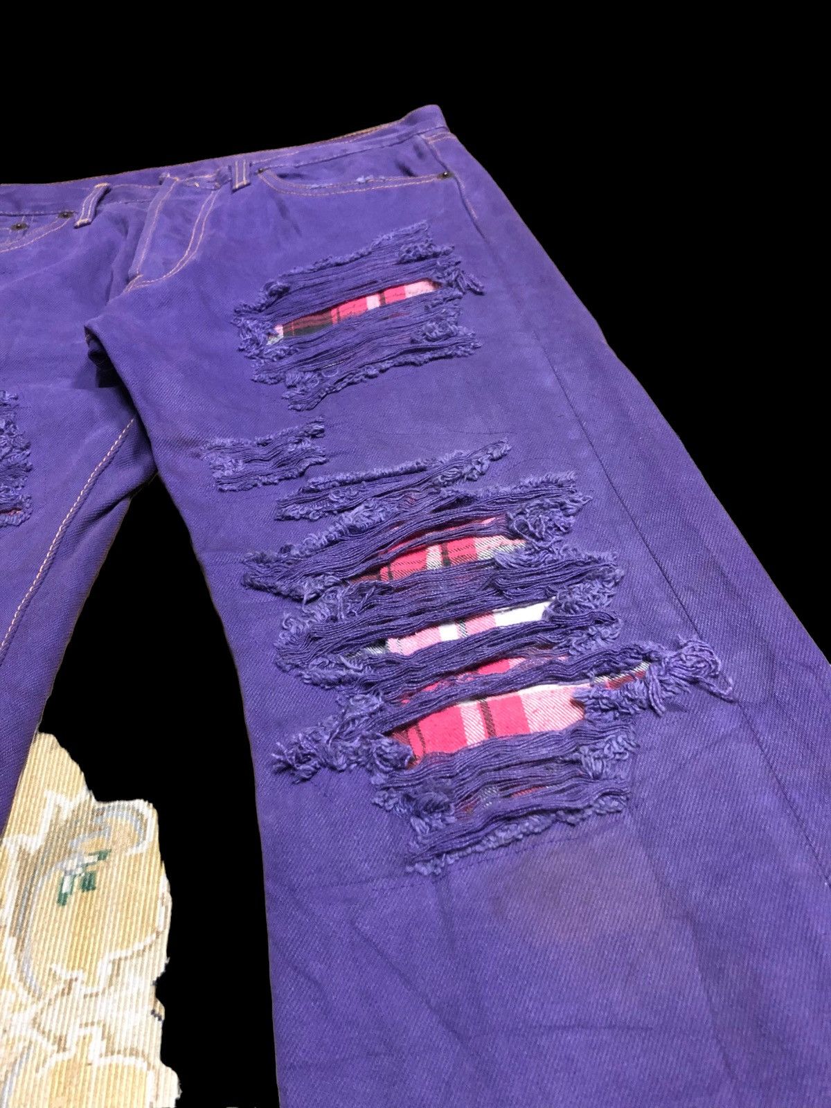Japanese Brand RIPPED⚡️⚡️WASHED PURPLE DISTRESSED DENIM BY HISTORY SORN Size US 31 - 5 Thumbnail