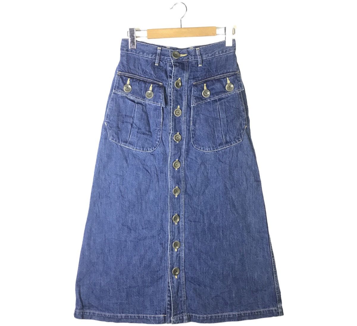 Japanese Brand × Kapital × Vintage High Waist Split Button Denim Skirts Size 28" / US 6 / IT 42 - 1 Thumbnail