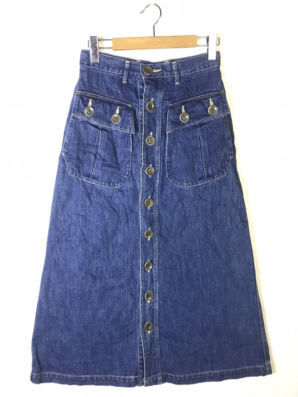 Japanese Brand × Kapital × Vintage High Waist Split Button Denim Skirts Size 28" / US 6 / IT 42 - 2 Thumbnail