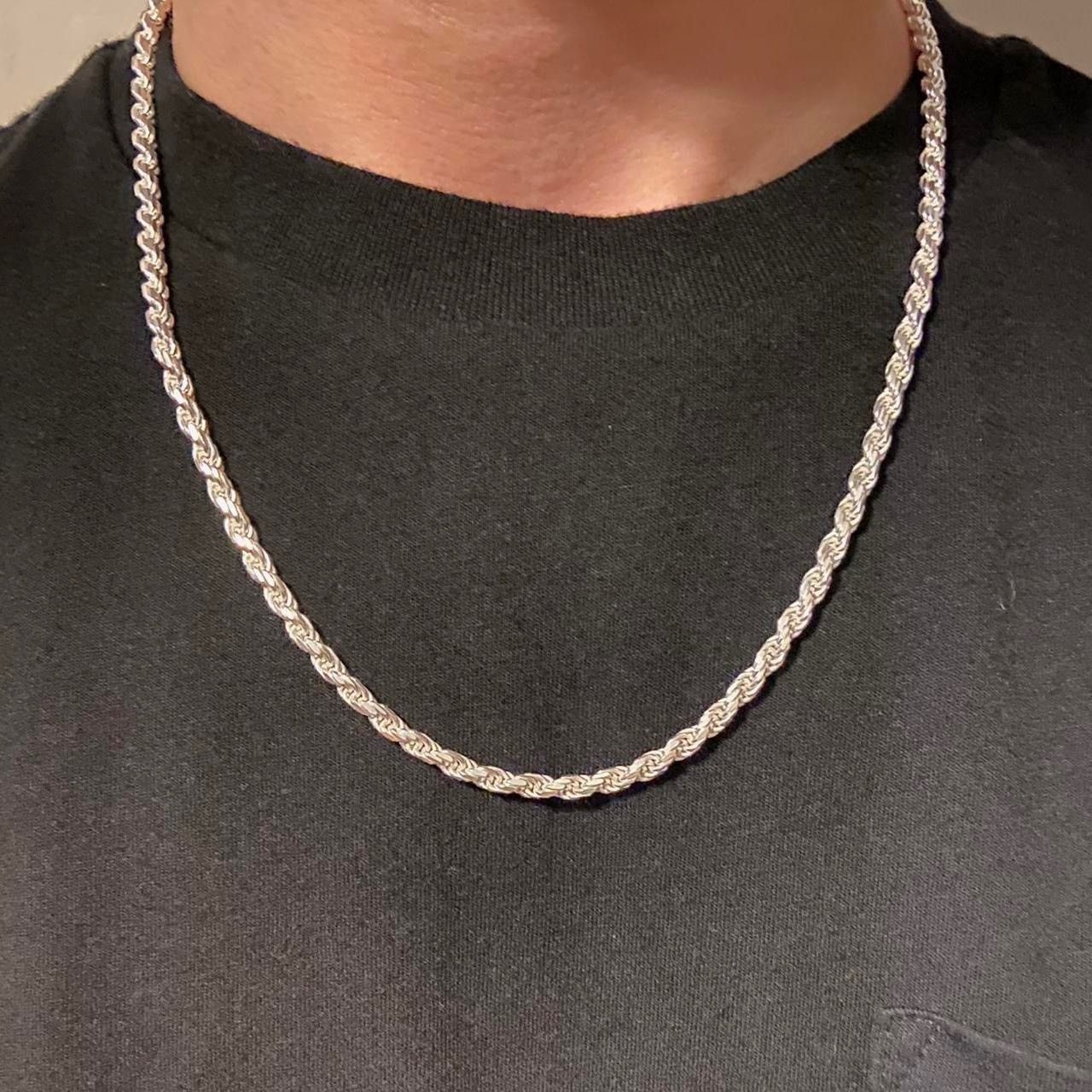 Jewelry Solid Silver Chain Silver Rope Chain 20in 4mm Size ONE SIZE - 1 Thumbnail