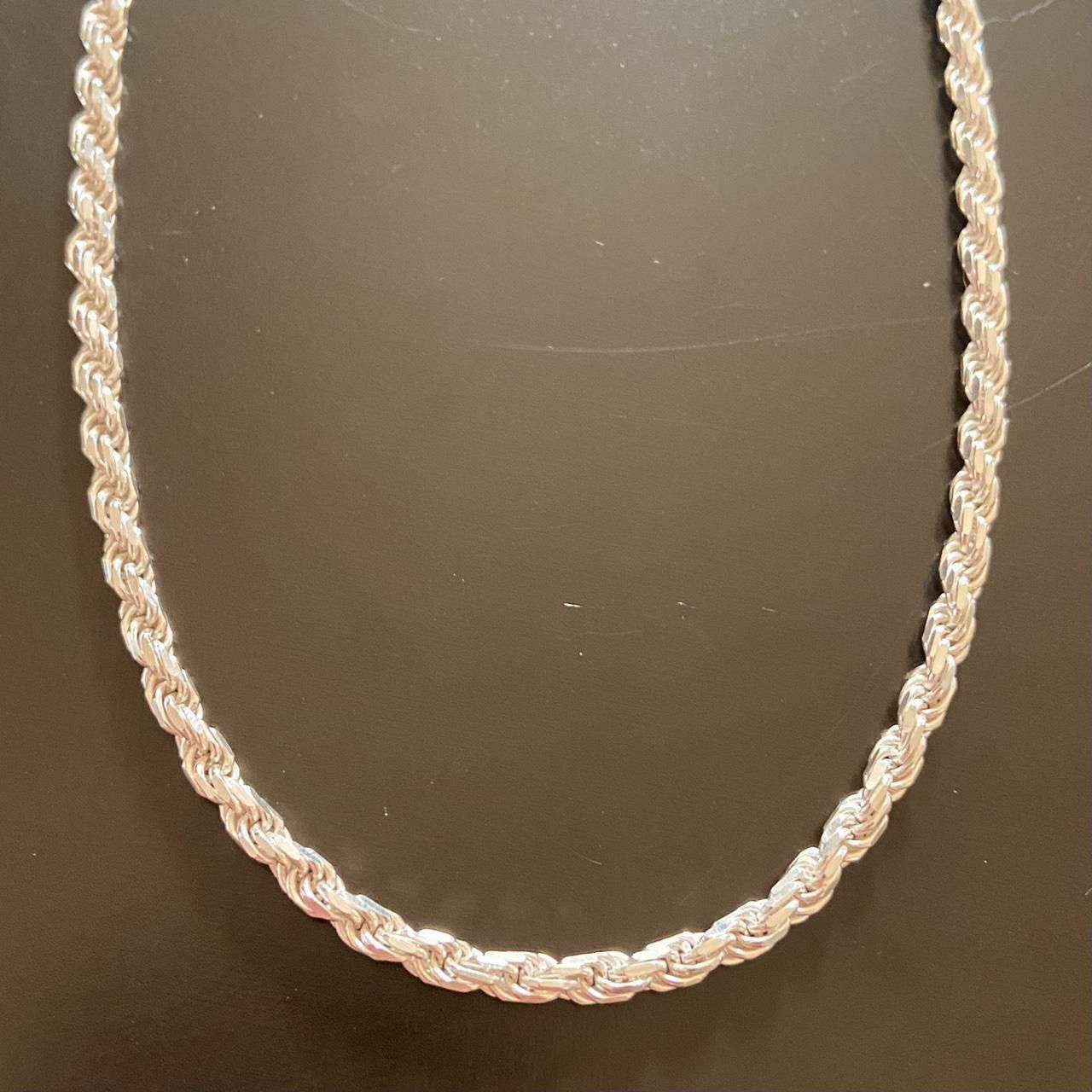 Jewelry Solid Silver Chain Silver Rope Chain 20in 4mm Size ONE SIZE - 4 Thumbnail