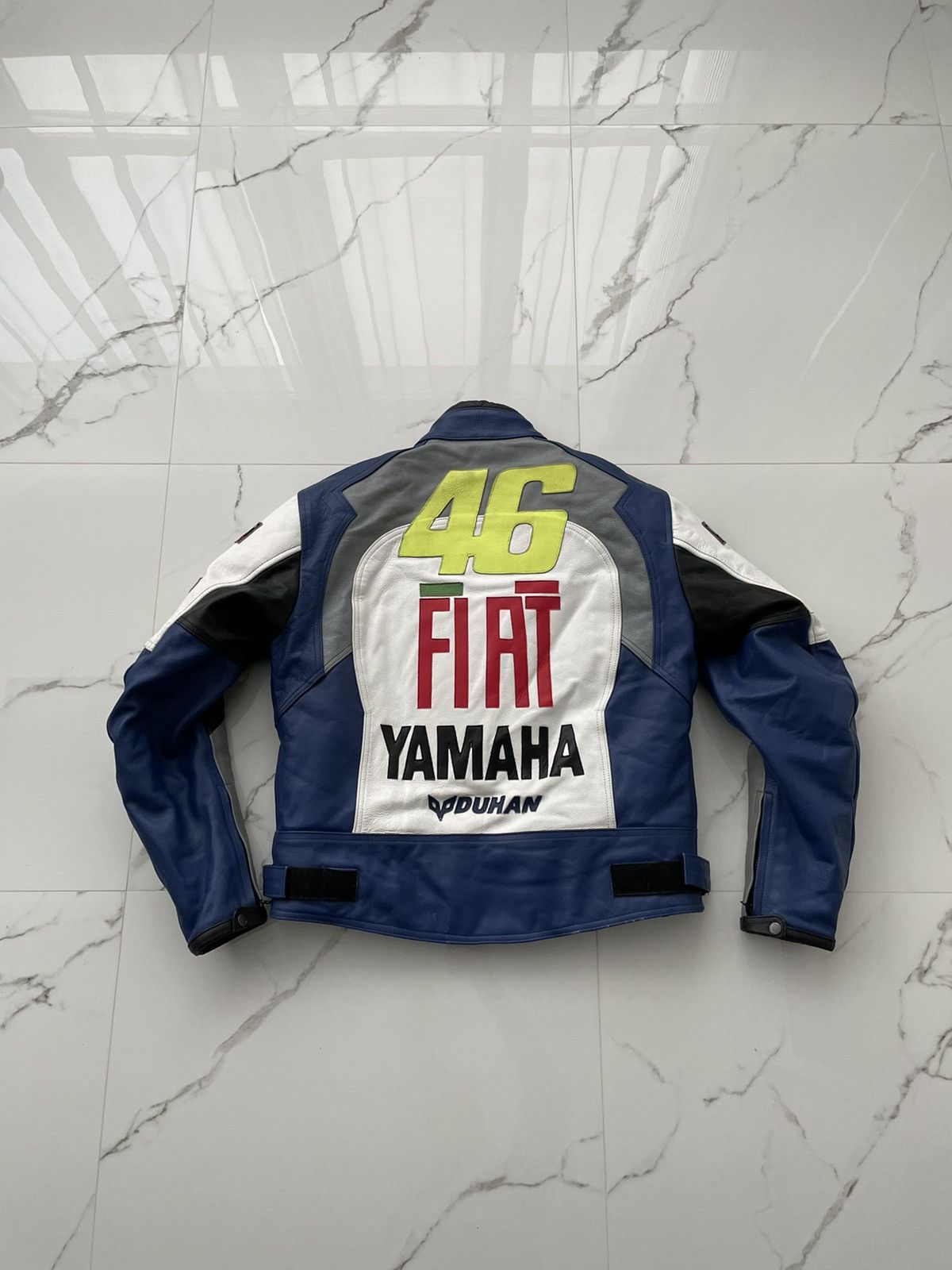 Vintage Fiat Yamaha Duhan Team Moto Racing Leather Jacket