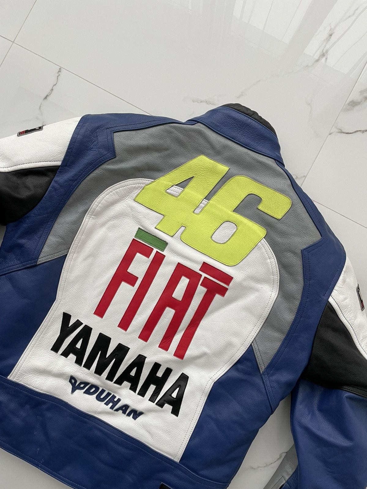 Vintage Fiat Yamaha Duhan Team Moto Racing Leather Jacket