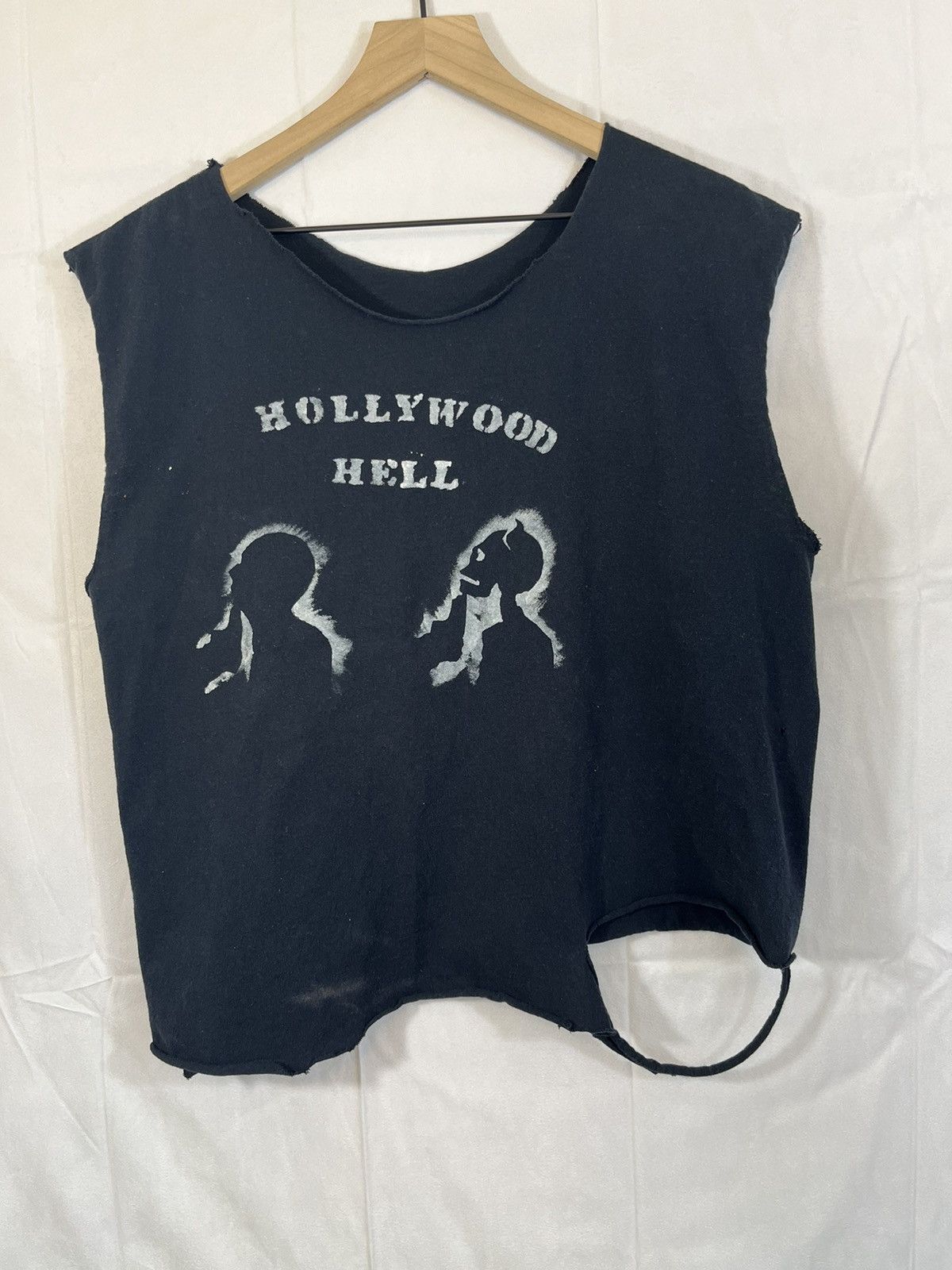 Vintage Thrashed Hollywood Hell Disturbing Faded Cut Off