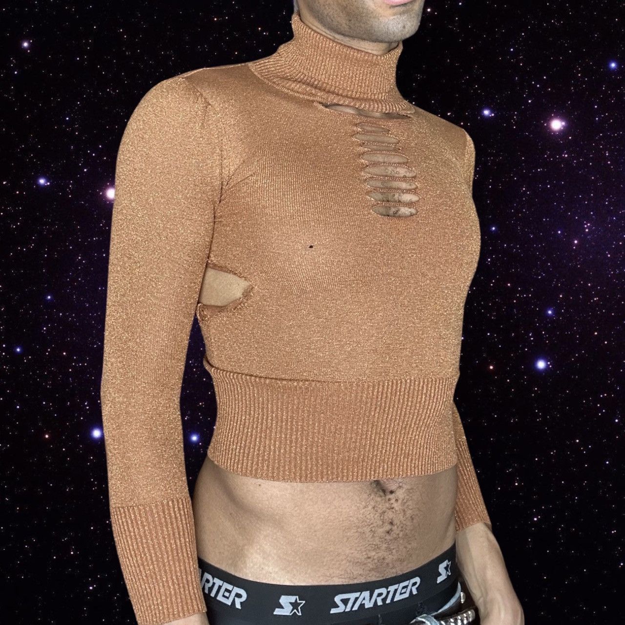 Vintage ASTROBOI* GOLD LUREX TURTLENECK SWEATER_SMALL Size S / US 4 / IT 40 - 3 Thumbnail