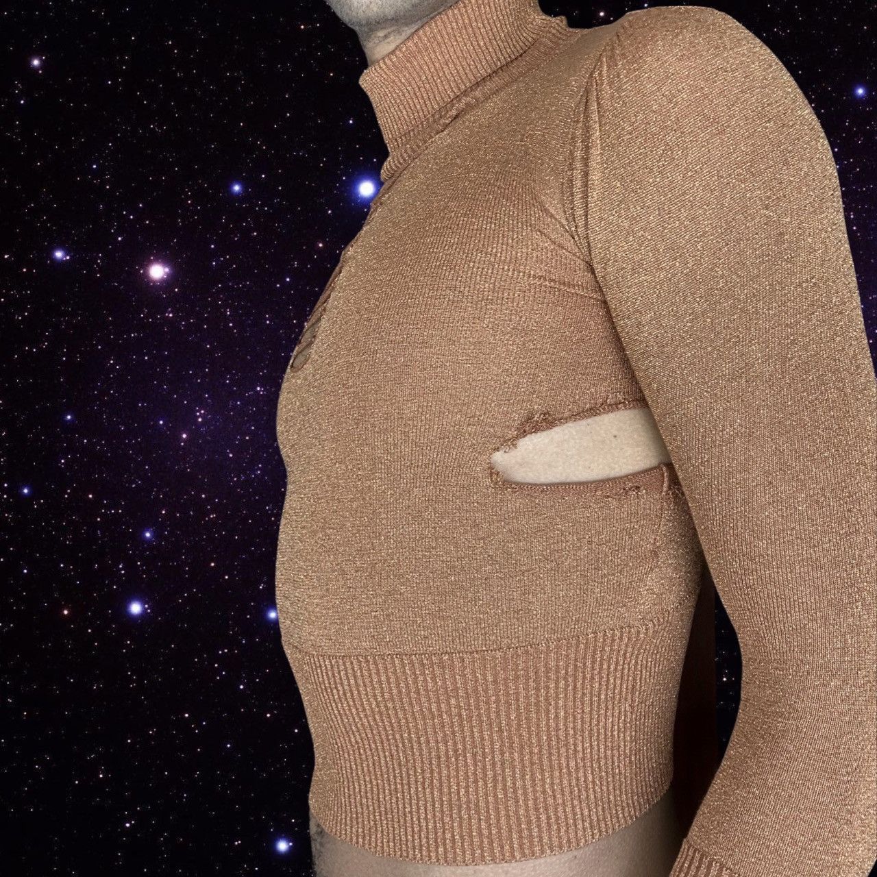 Vintage ASTROBOI* GOLD LUREX TURTLENECK SWEATER_SMALL Size S / US 4 / IT 40 - 2 Thumbnail