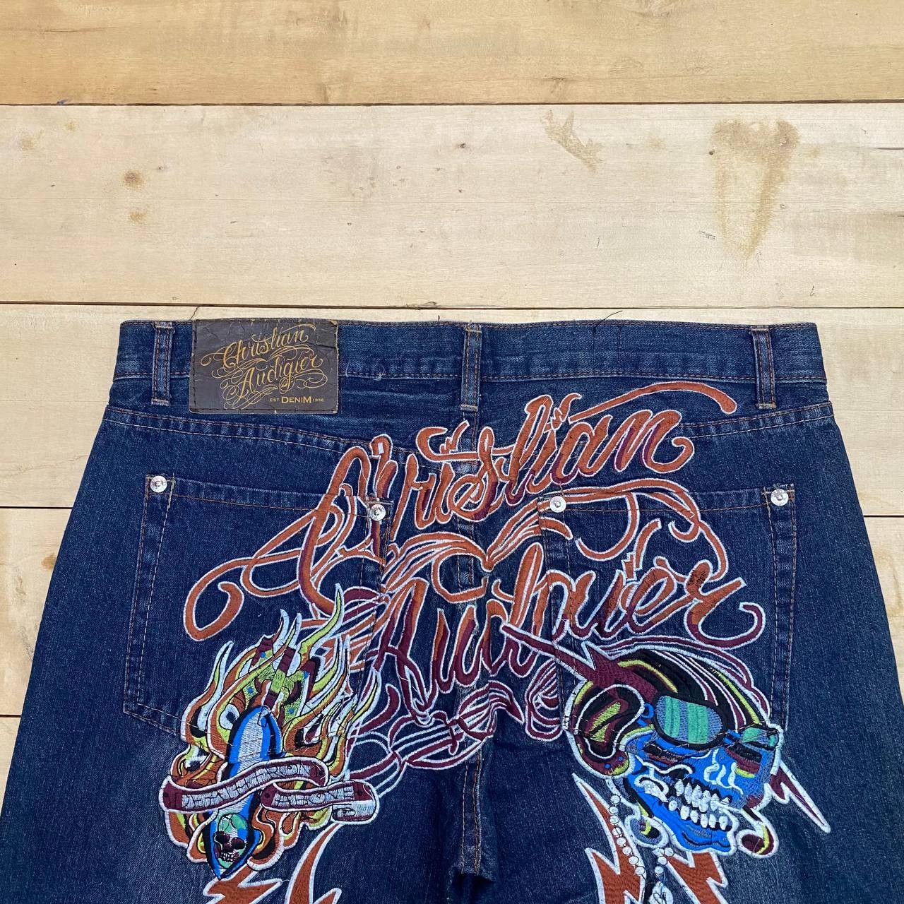 Christian Audigier X412 CHRISTIAN AUDIGIER BIG SZ EMBROIDERY DRAGON SKULL DENIM Size US 40 / EU 56 - 2 Thumbnail