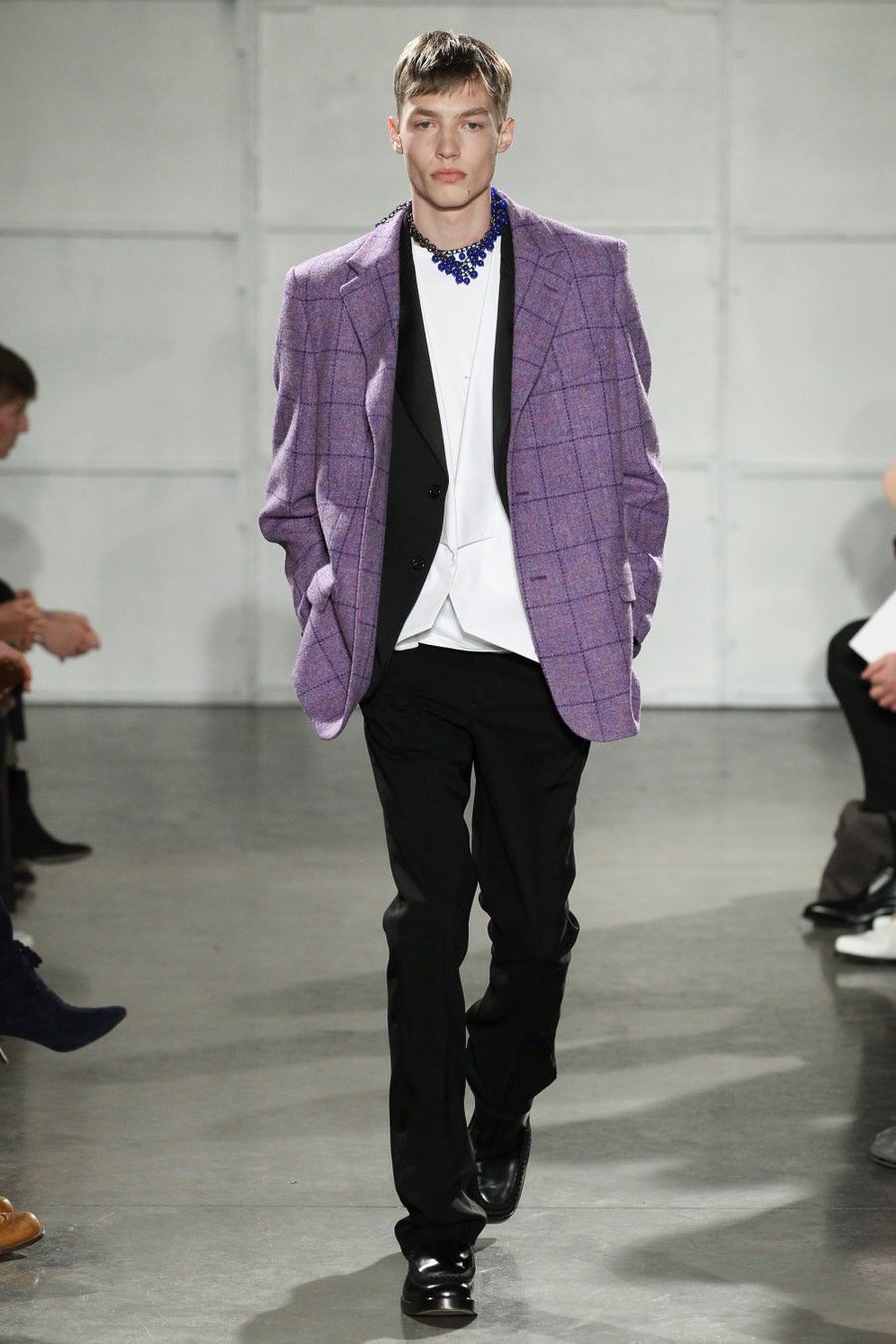 Raf Simons RAF SIMONS 17FW Easy Fit Check Blazer Purple Size 46L - 1 Thumbnail