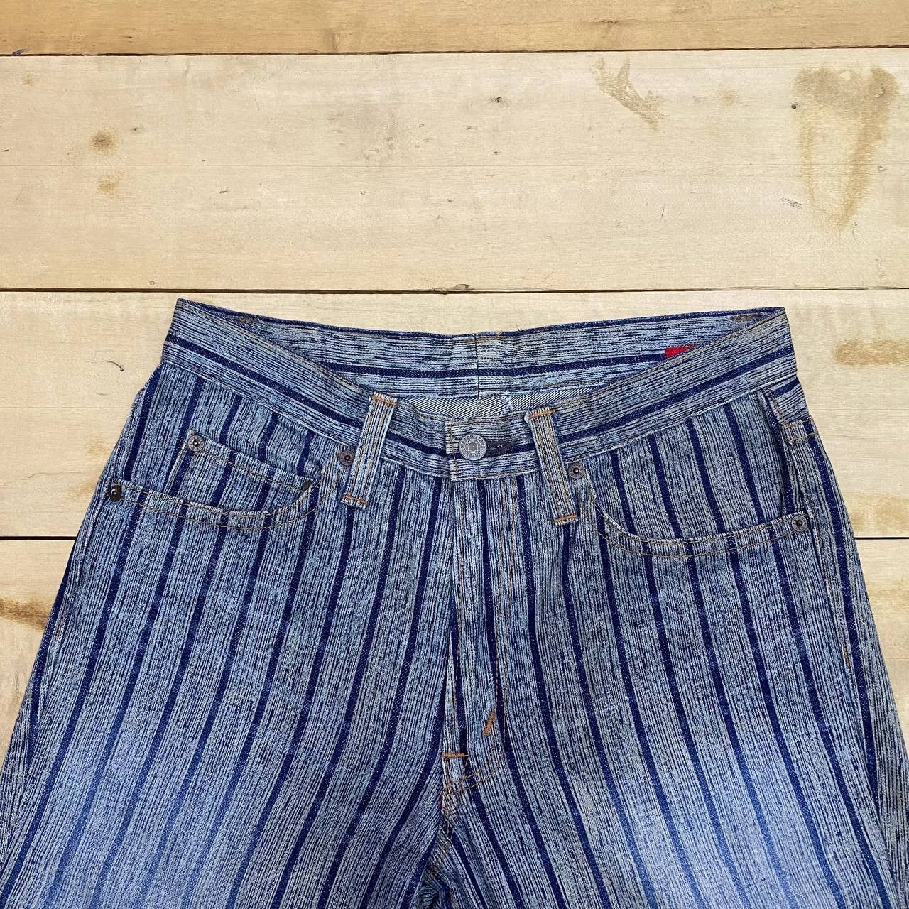 Blue Blue Japan × Japanese Brand X425 JAPAN BLUE WAY VTG STRIPED FLARED DENIM Size US 31 - 4 Thumbnail