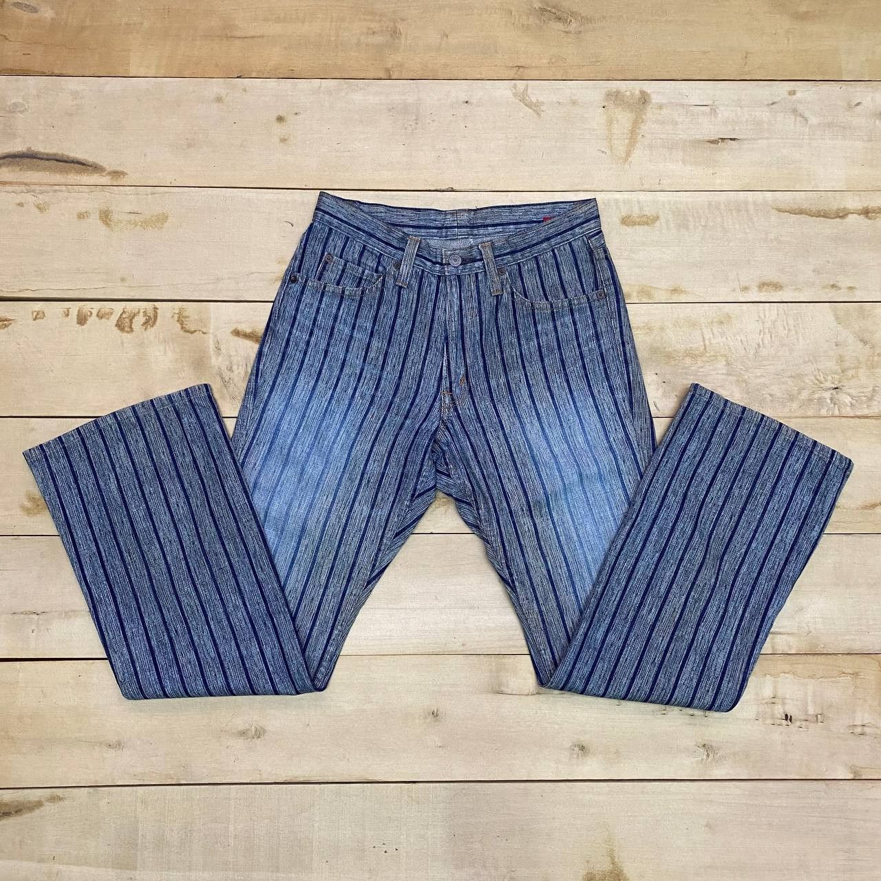 Blue Blue Japan × Japanese Brand X425 JAPAN BLUE WAY VTG STRIPED FLARED DENIM Size US 31 - 3 Thumbnail