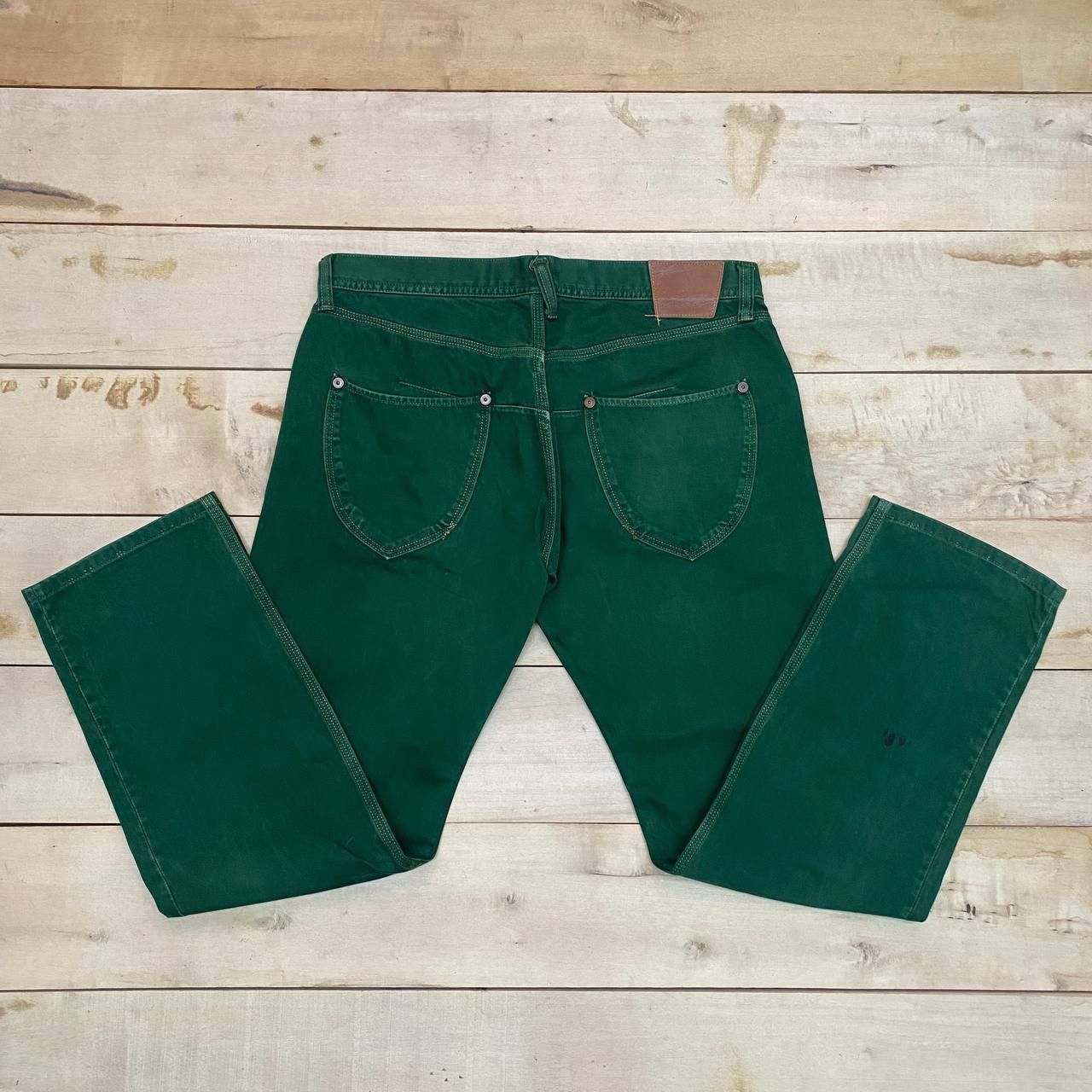 Japanese Brand × Spellbound X429 JAPAN SPELLBOUND GREEN DENIM Size US 35 - 1 Thumbnail