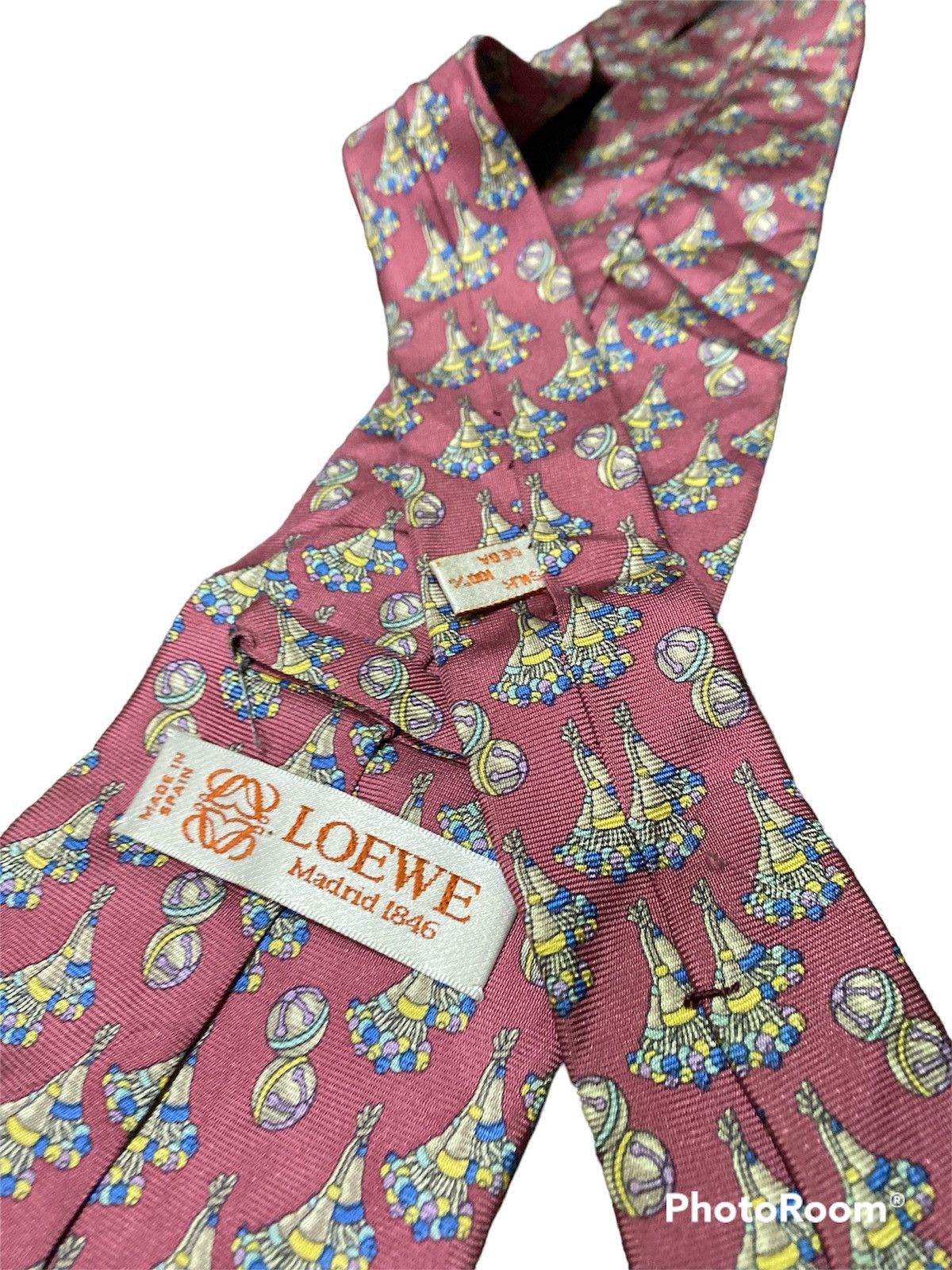 Loewe Designer Loewe Silk allover design tie Size ONE SIZE - 5 Thumbnail