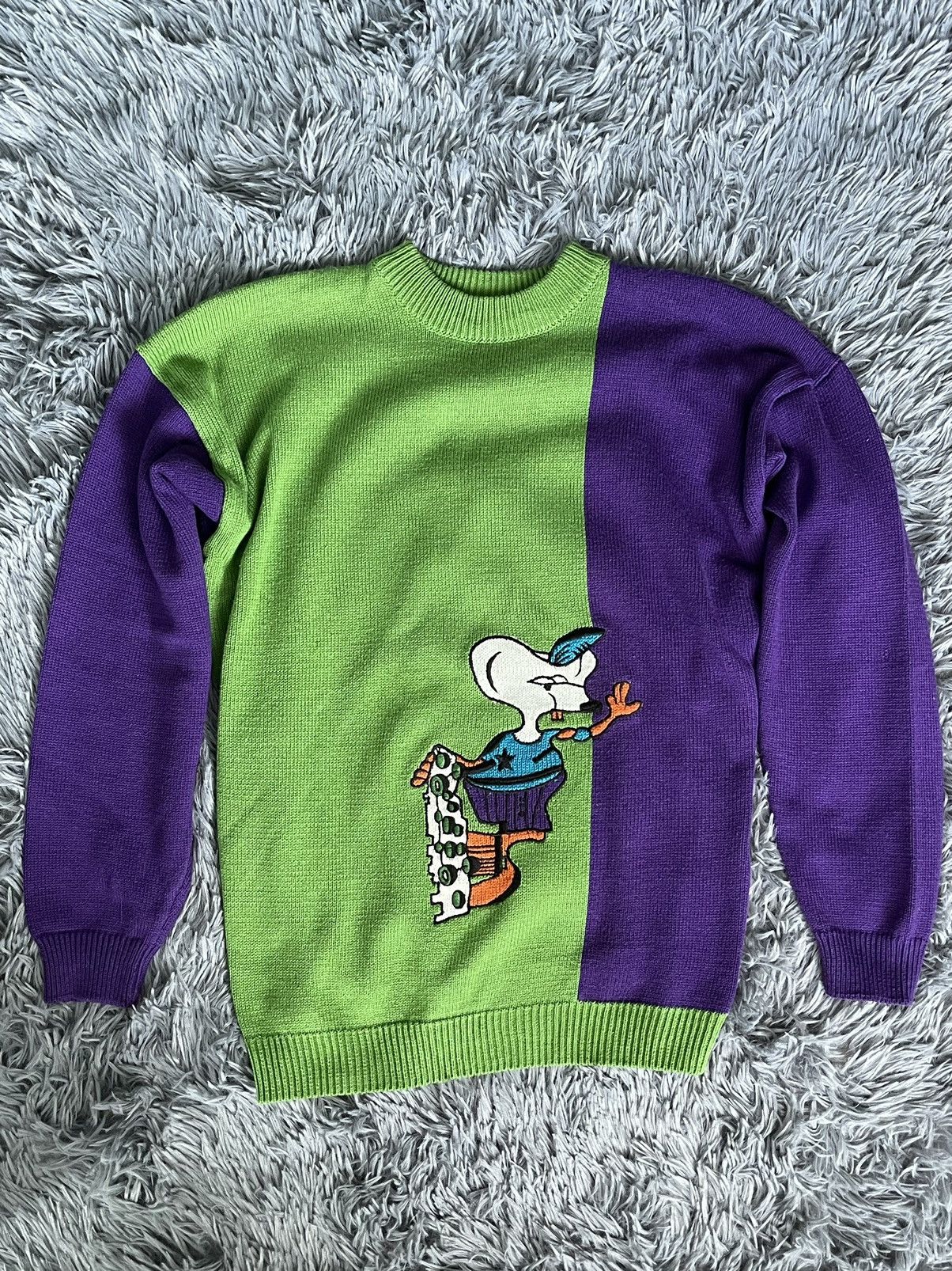Japanese Brand × Vintage Y2K vintage Rat with skateboard purple green sweater Size US M / EU 48-50 / 2 - 1 Thumbnail