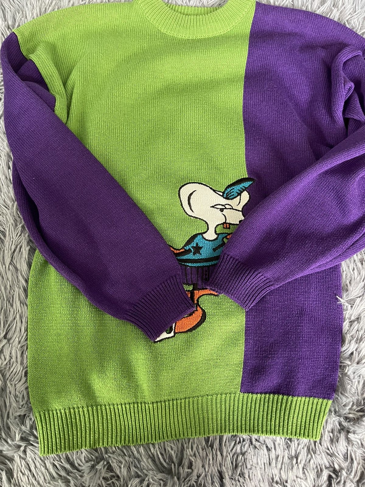 Japanese Brand × Vintage Y2K vintage Rat with skateboard purple green sweater Size US M / EU 48-50 / 2 - 3 Thumbnail