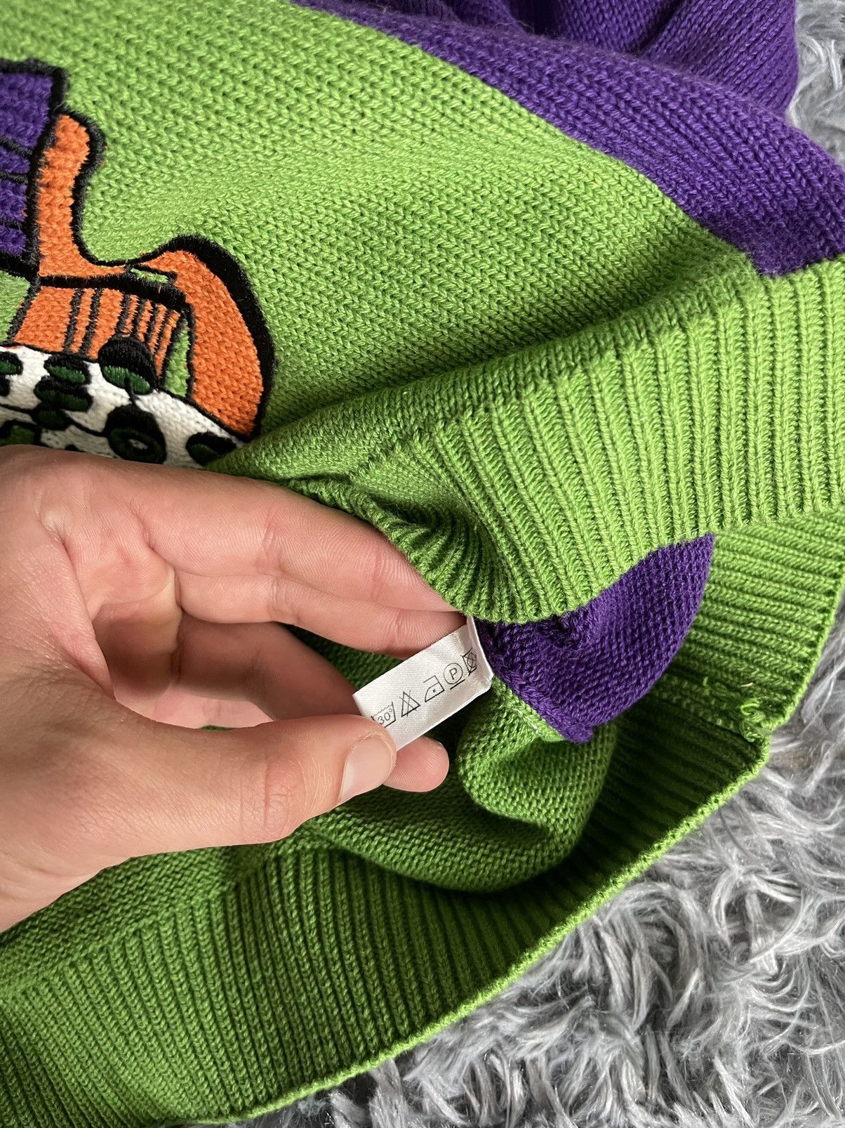 Japanese Brand × Vintage Y2K vintage Rat with skateboard purple green sweater Size US M / EU 48-50 / 2 - 5 Thumbnail