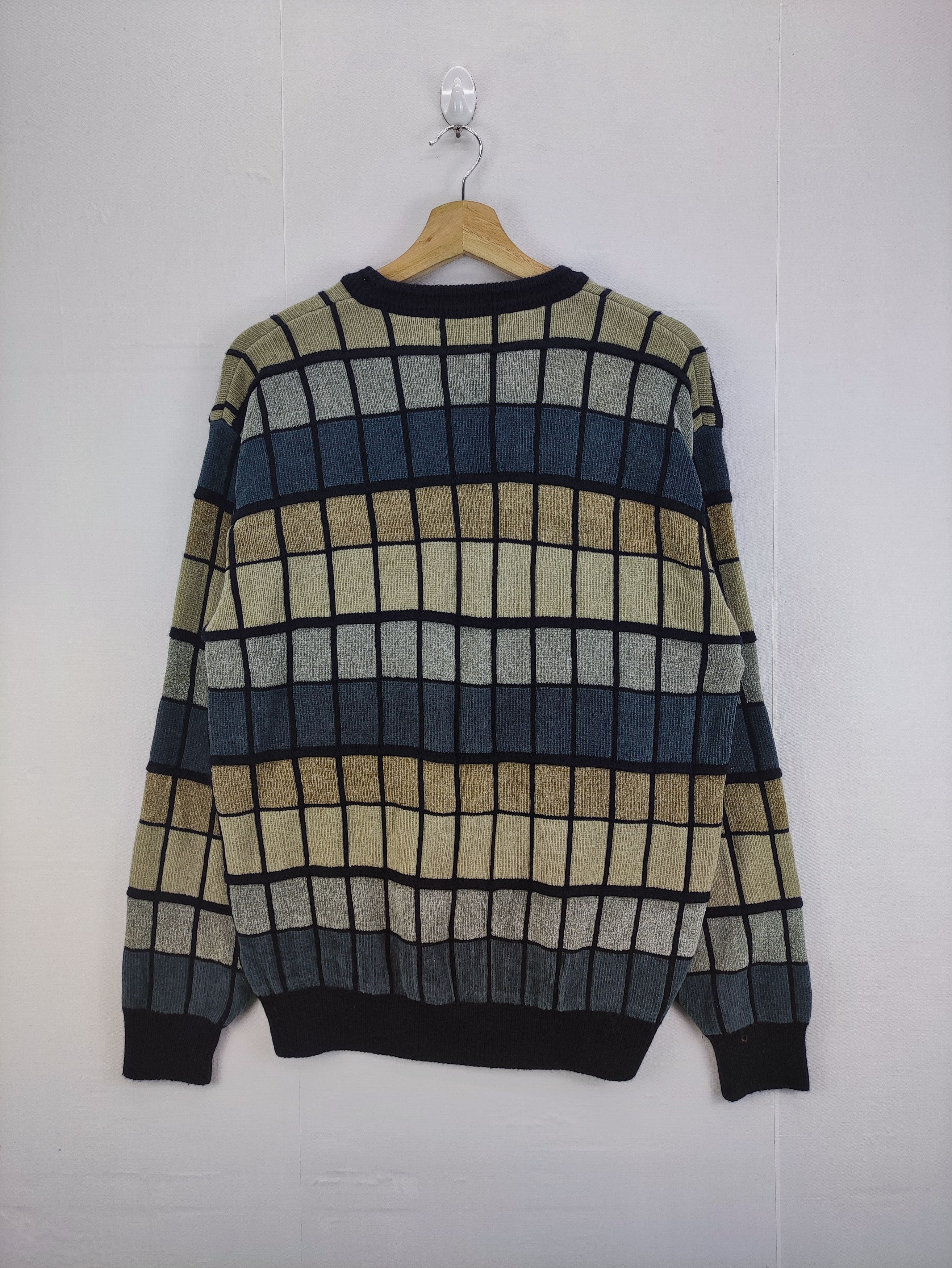 Lindbergh Vintage 80s Lindbergh Checkered Knit Sweater Jumper Size US M / EU 48-50 / 2 - 6 Thumbnail
