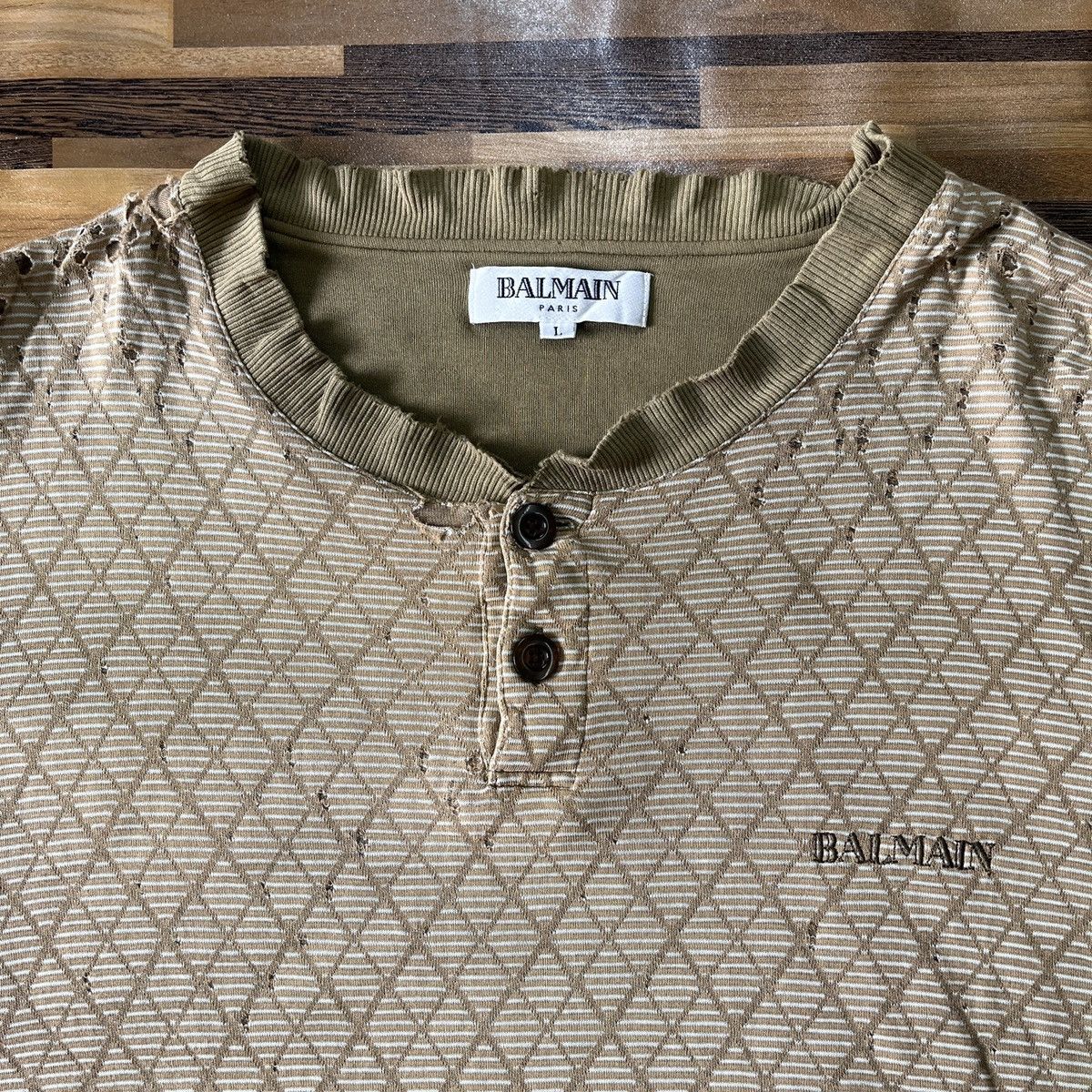 Balmain × Vintage Distressed Thrashed Vintage Balmain Long Sleeves Paris Size US XL / EU 56 / 4 - 6 Thumbnail