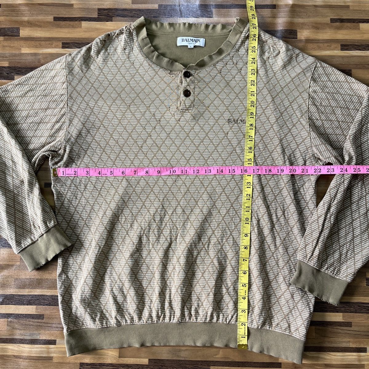 Balmain × Vintage Distressed Thrashed Vintage Balmain Long Sleeves Paris Size US XL / EU 56 / 4 - 5 Thumbnail