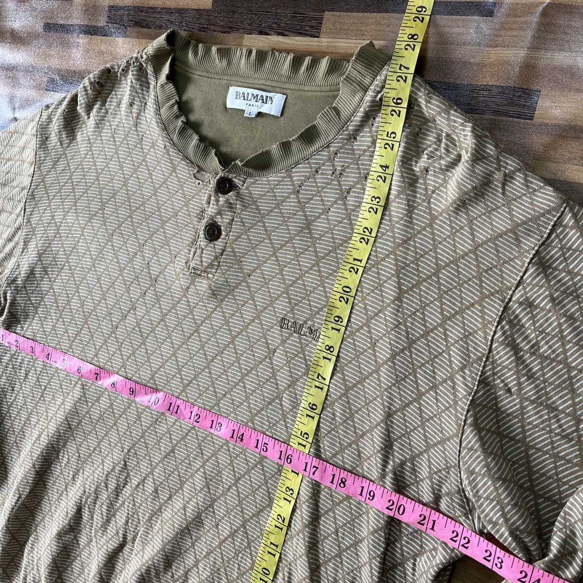 Balmain × Vintage Distressed Thrashed Vintage Balmain Long Sleeves Paris Size US XL / EU 56 / 4 - 4 Thumbnail