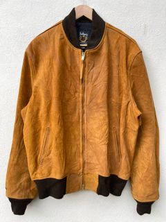 Stussy Schott x Stussy Suede Leather Bomber Jacket | Grailed